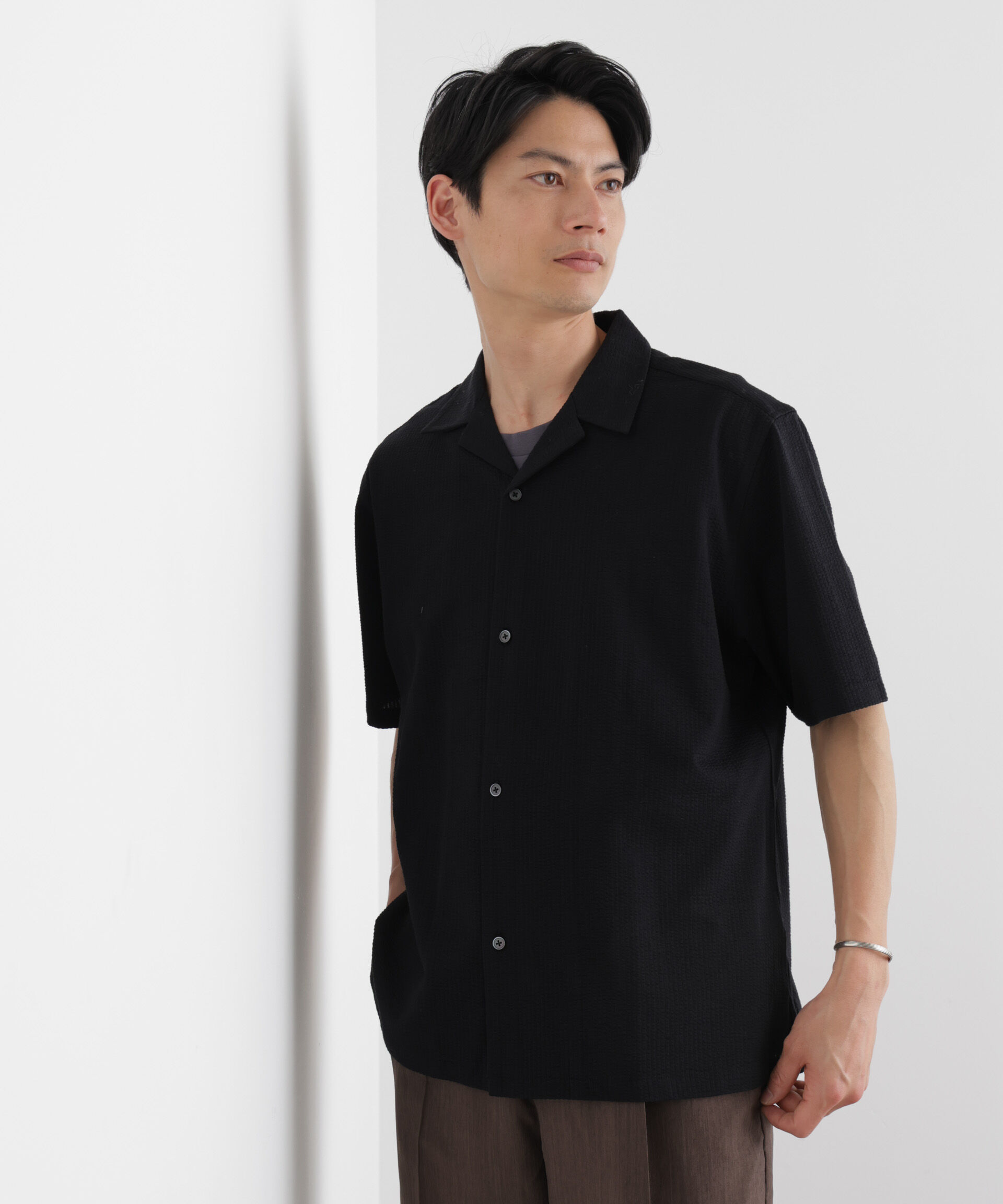 nano･universe「シルケットサッカーシャツ 半袖」|シャツ・ブラウス|