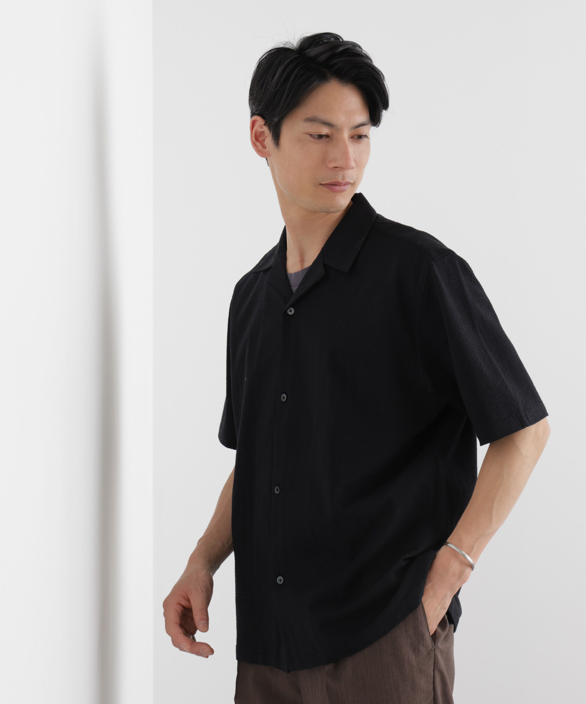 nano･universe「シルケットサッカーシャツ 半袖」|シャツ・ブラウス|