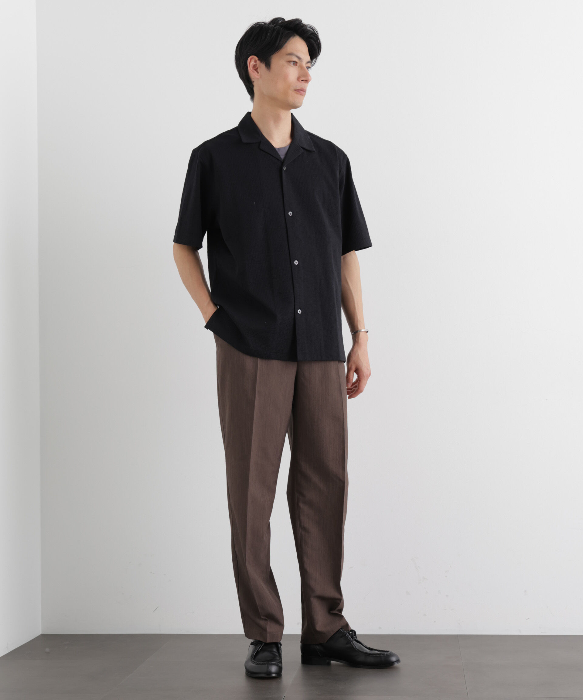 nano･universe「シルケットサッカーシャツ 半袖」|シャツ・ブラウス|