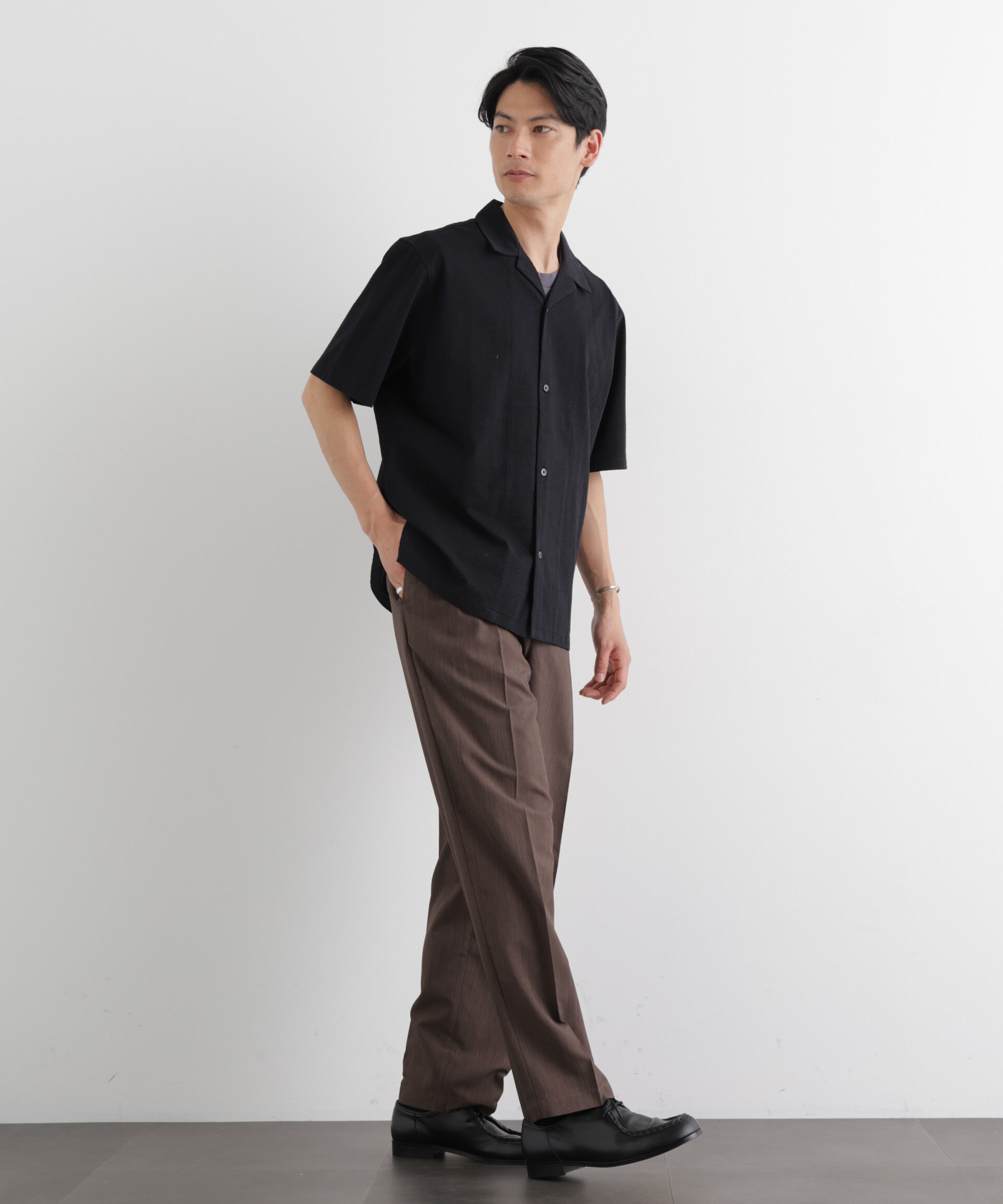 nano･universe「シルケットサッカーシャツ 半袖」|シャツ・ブラウス|