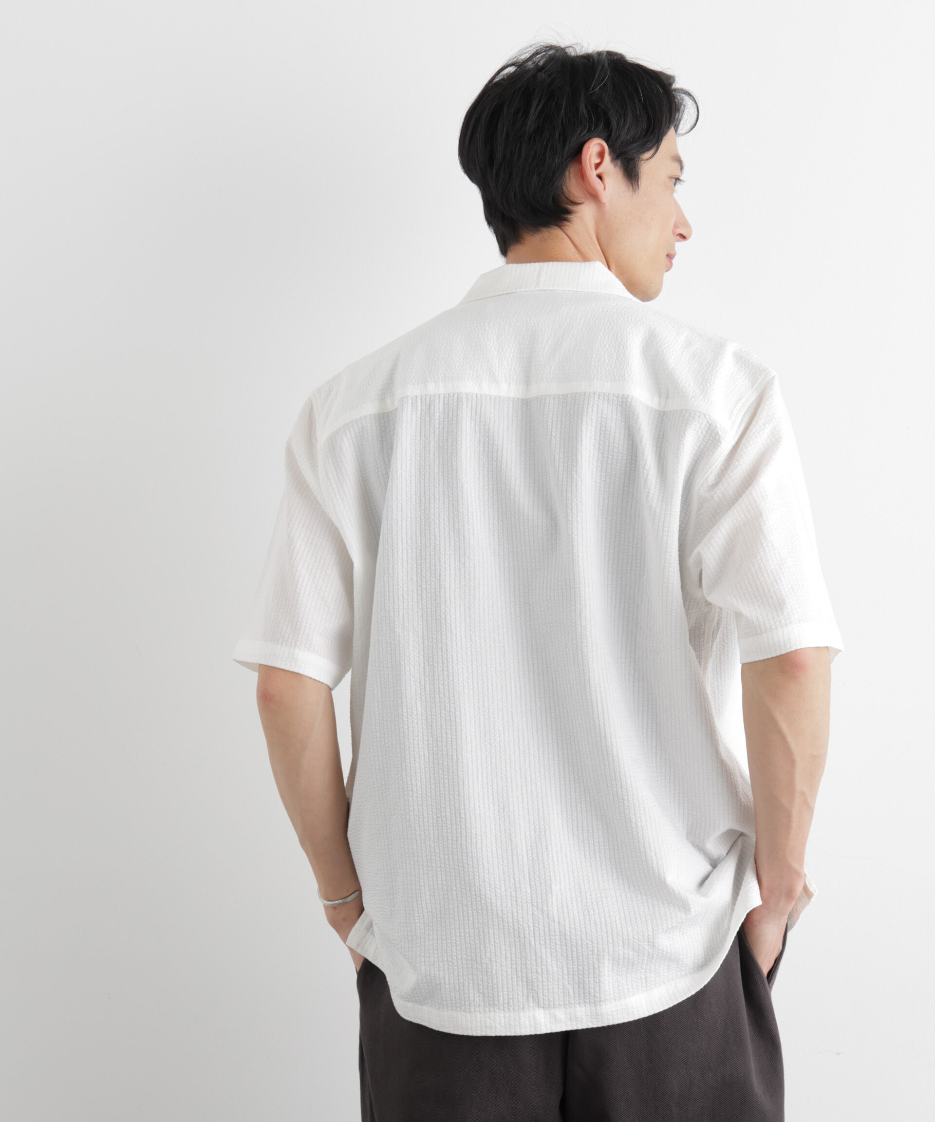 nano･universe「シルケットサッカーシャツ 半袖」|シャツ・ブラウス|