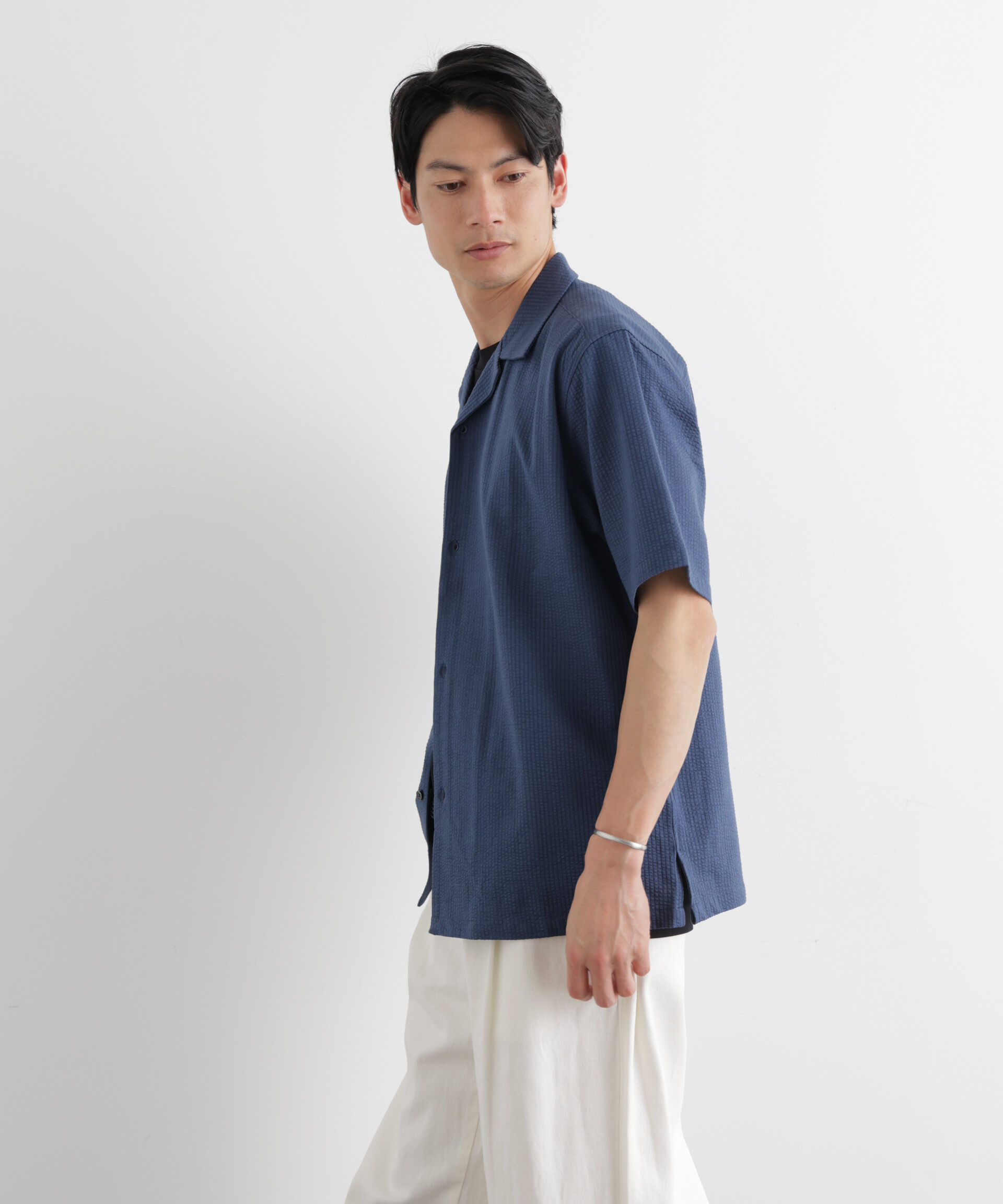 nano･universe「シルケットサッカーシャツ 半袖」|シャツ・ブラウス|