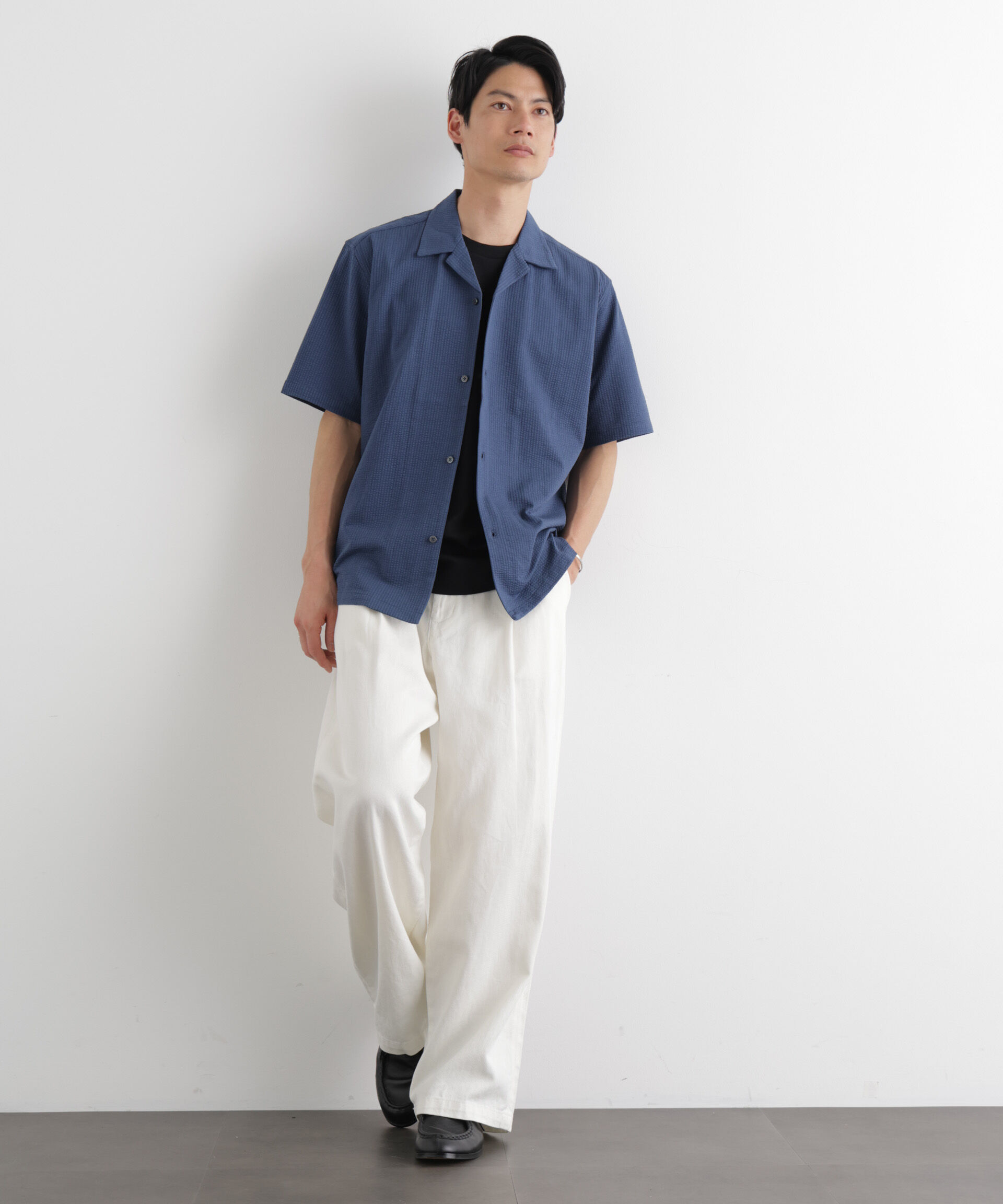 nano･universe「シルケットサッカーシャツ 半袖」|シャツ・ブラウス|