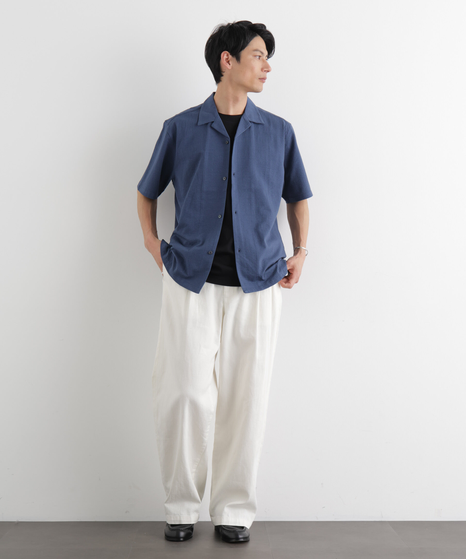 nano･universe「シルケットサッカーシャツ 半袖」|シャツ・ブラウス|