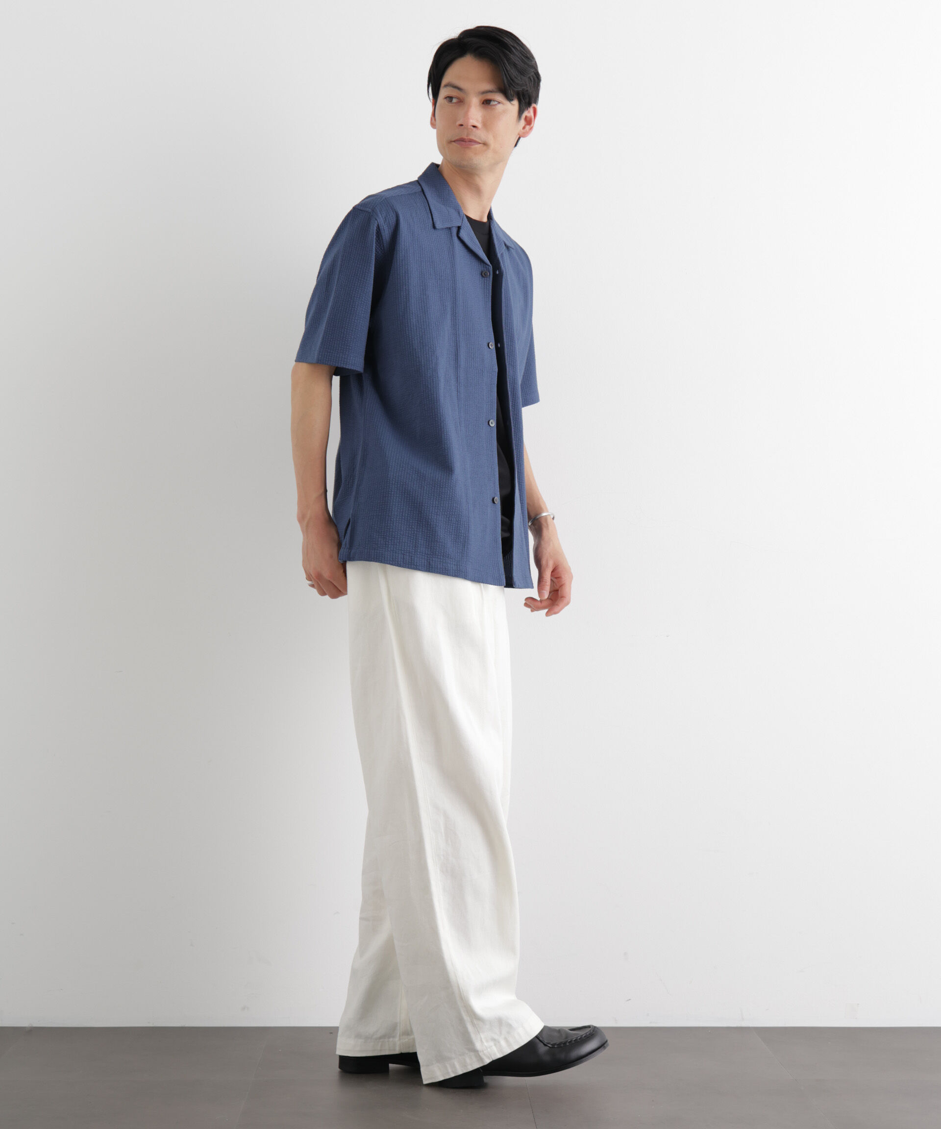 nano･universe「シルケットサッカーシャツ 半袖」|シャツ・ブラウス|