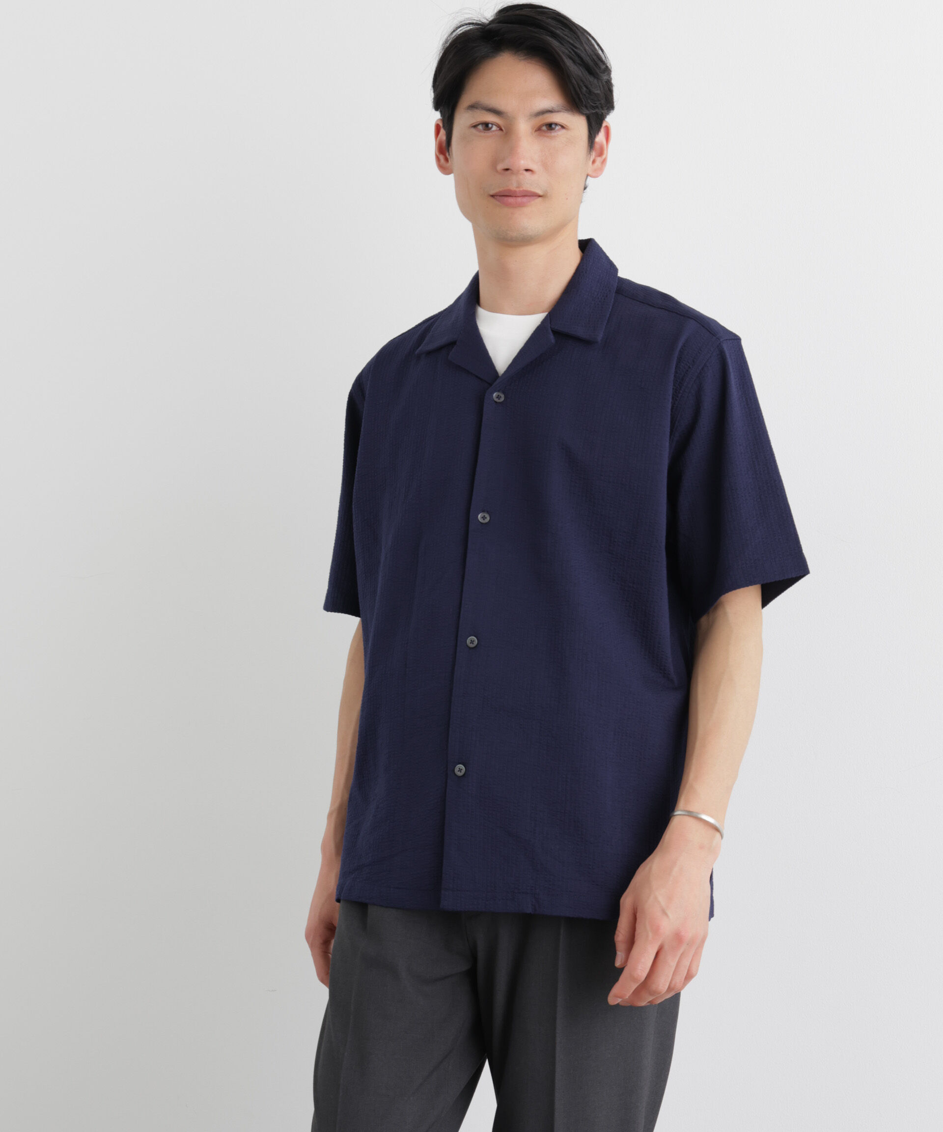 nano･universe「シルケットサッカーシャツ 半袖」|シャツ・ブラウス|