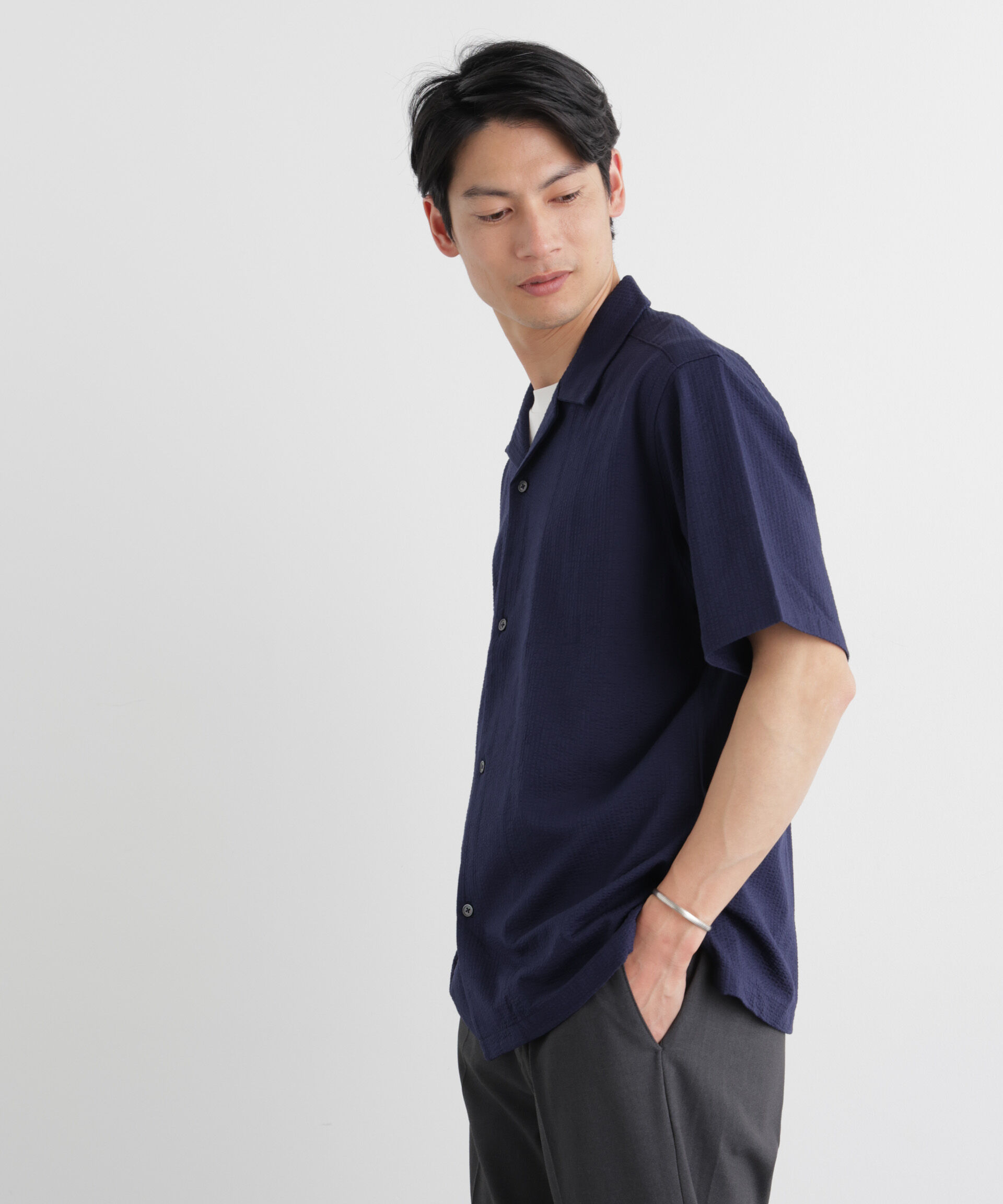 nano･universe「シルケットサッカーシャツ 半袖」|シャツ・ブラウス|