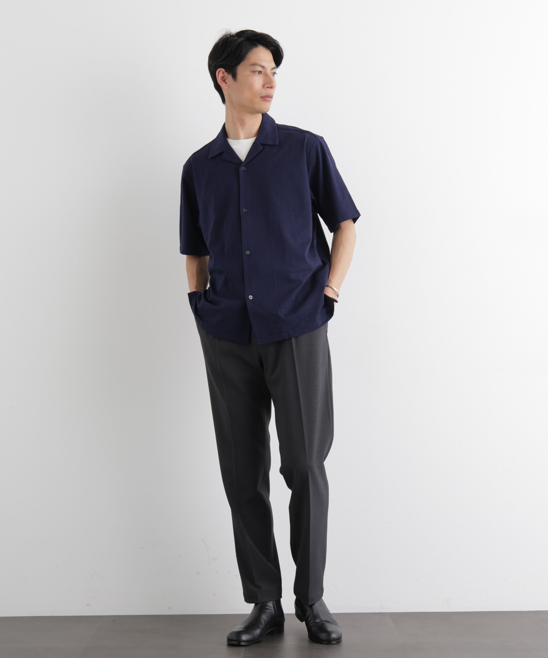 nano･universe「シルケットサッカーシャツ 半袖」|シャツ・ブラウス|