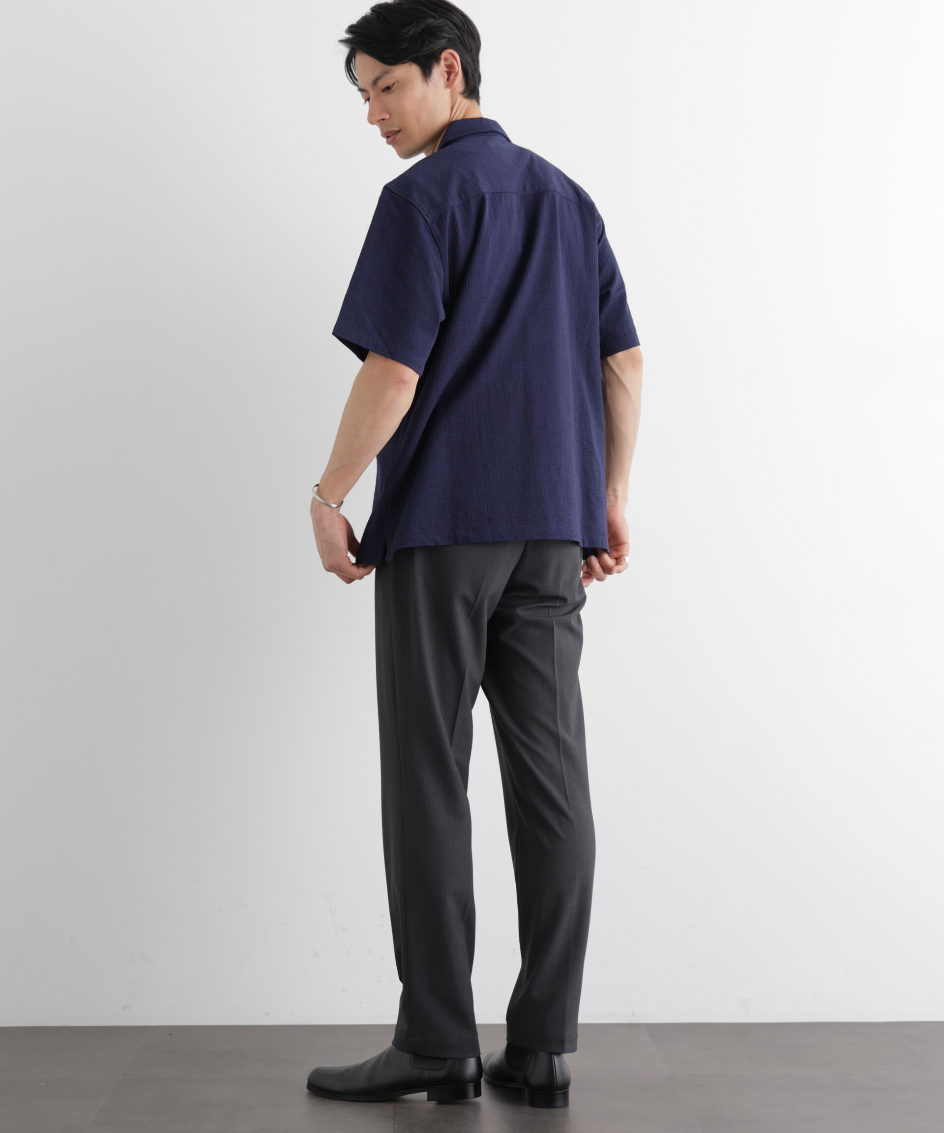 nano･universe「シルケットサッカーシャツ 半袖」|シャツ・ブラウス|