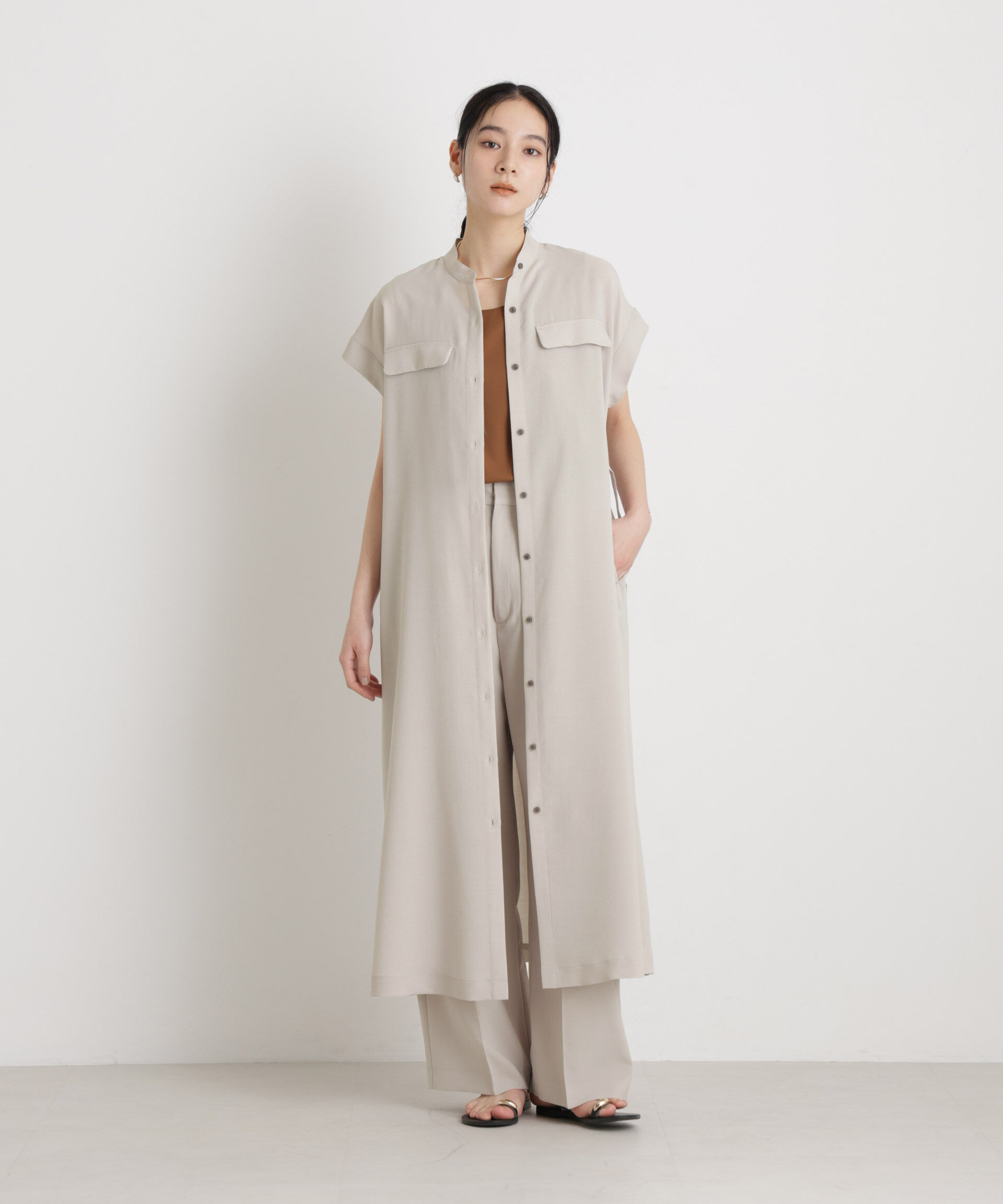 nano･universe「メランジドライ ベルト付きワンピース(セットアップ可)」|ワンピース|