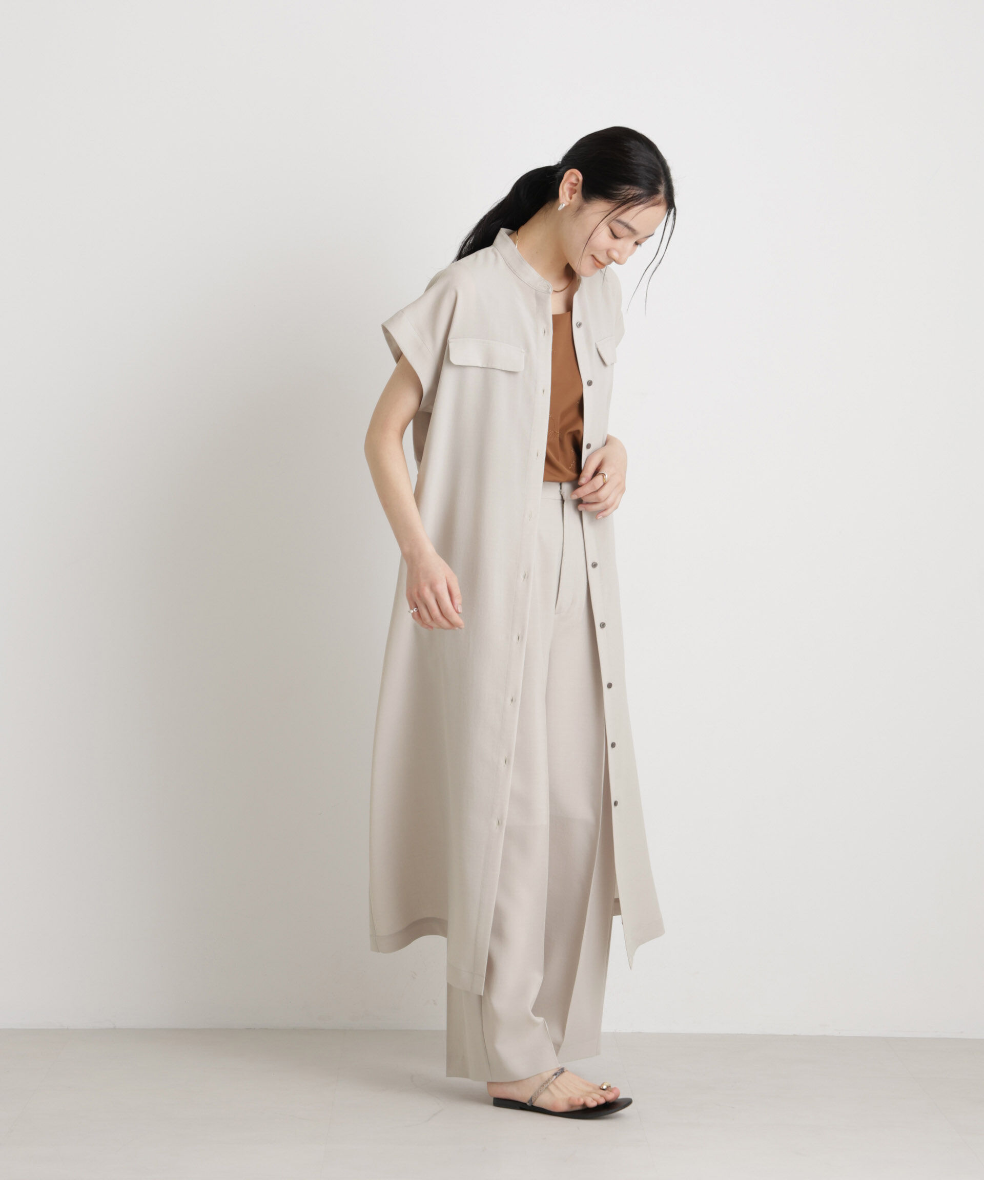 nano･universe「メランジドライ ベルト付きワンピース(セットアップ可)」|ワンピース|