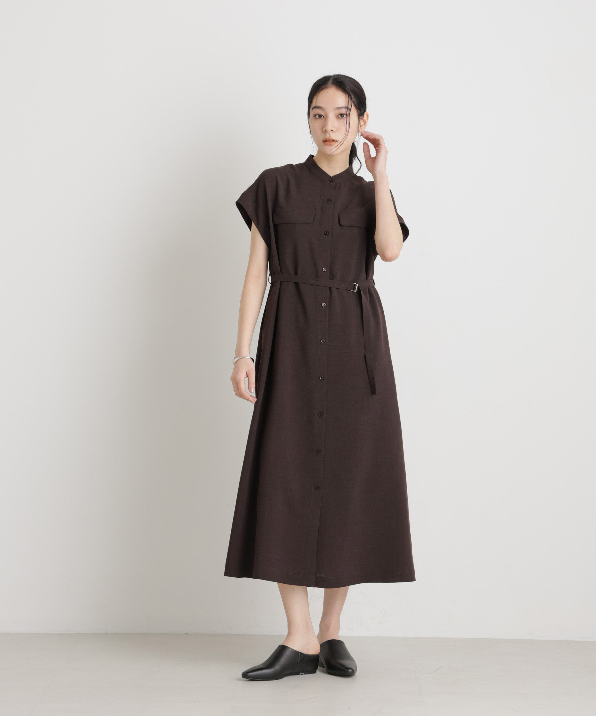 nano･universe「メランジドライ ベルト付きワンピース(セットアップ可)」|ワンピース|