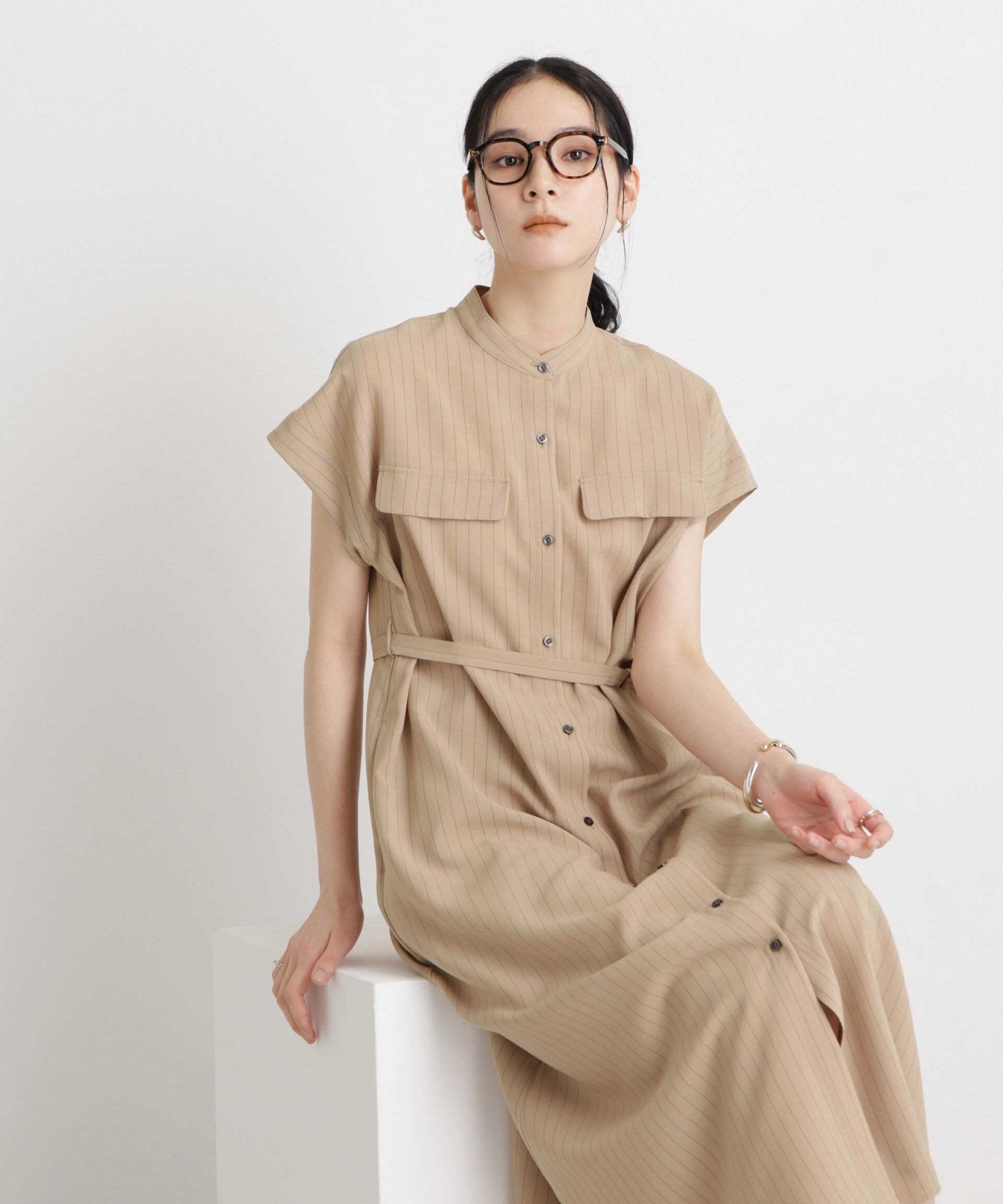 nano･universe「メランジドライ ベルト付きワンピース(セットアップ可)」|ワンピース|