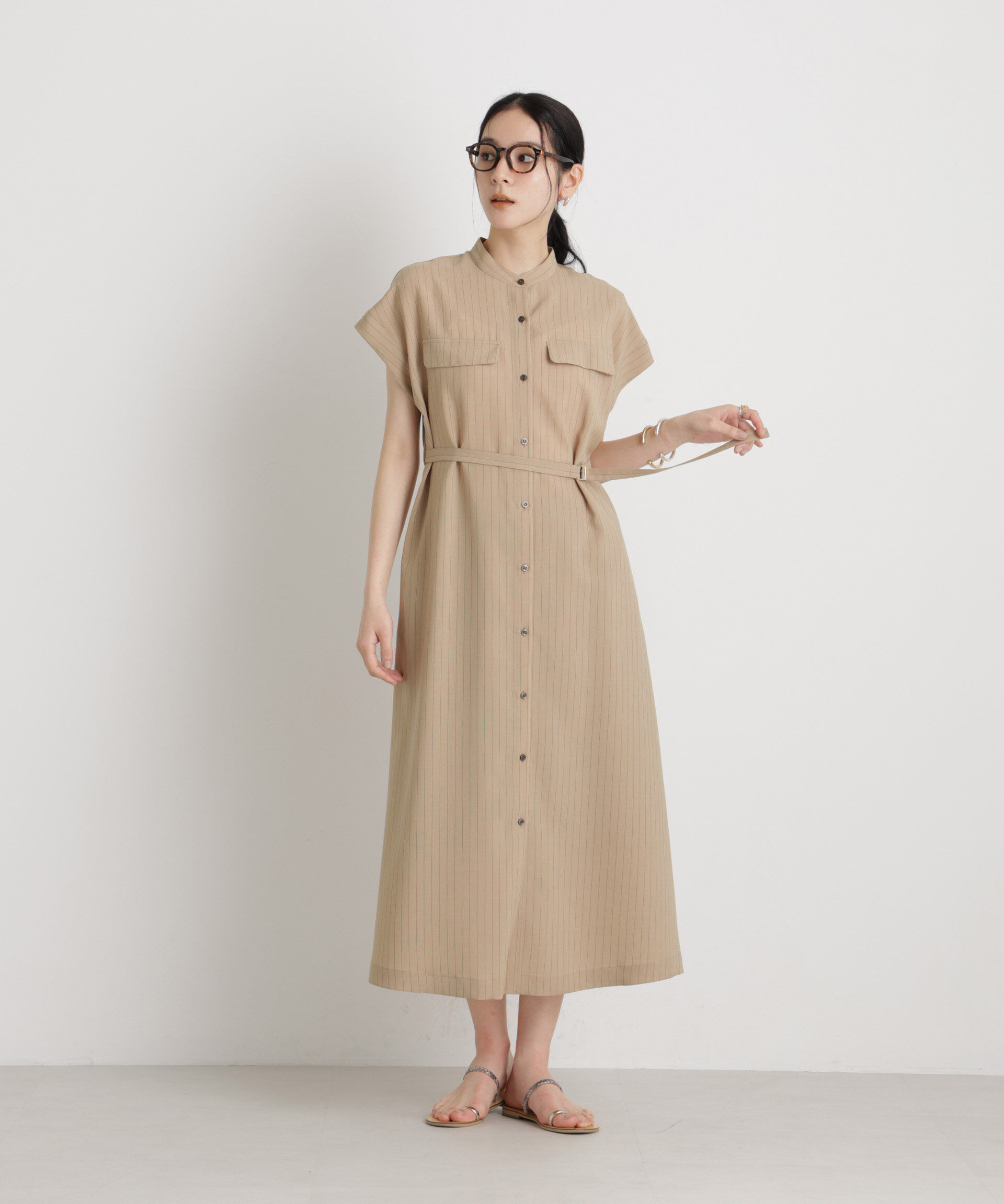 nano･universe「メランジドライ ベルト付きワンピース(セットアップ可)」|ワンピース|