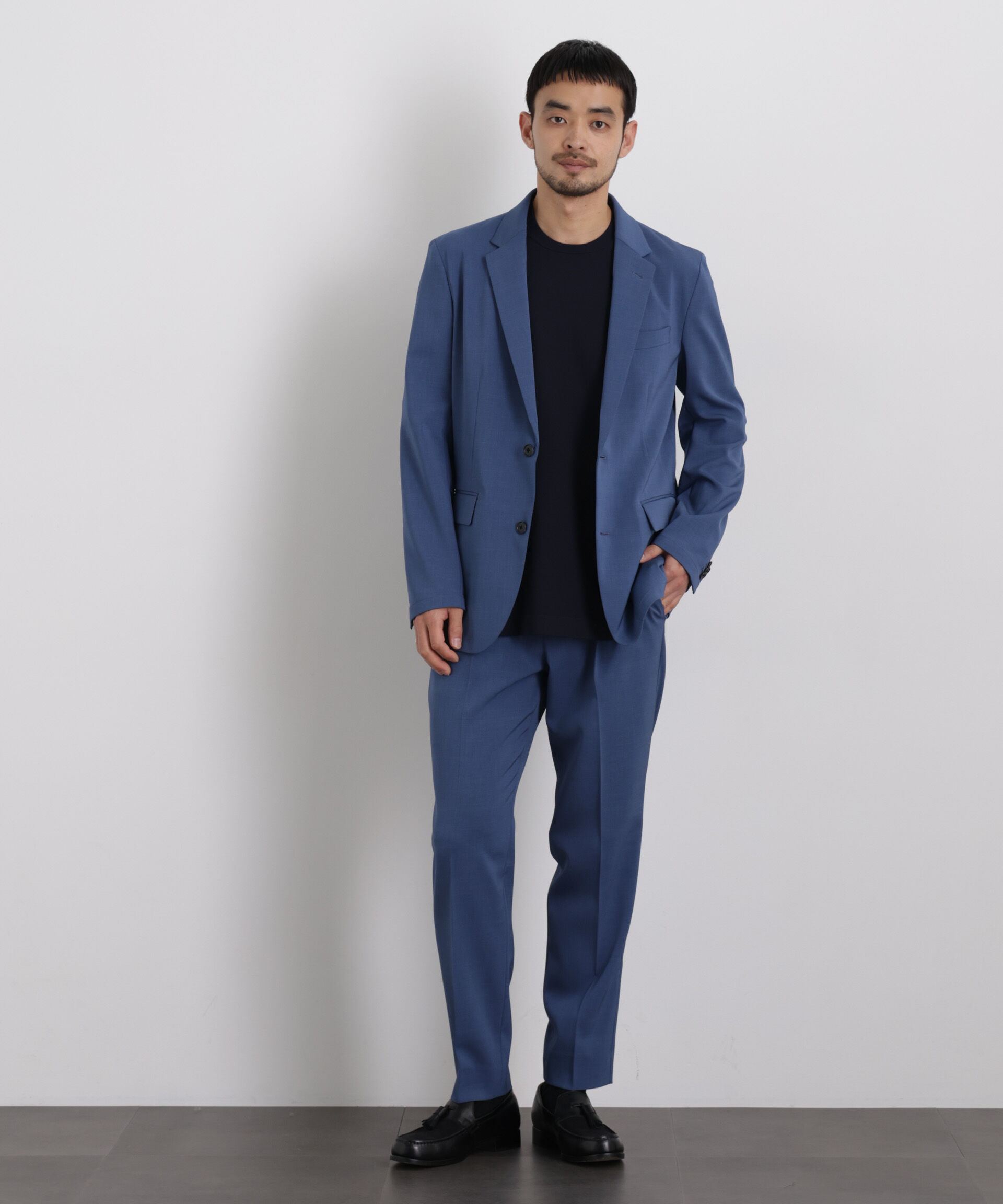 nano･universe「｢Damerino｣ クールタッチストレッチセットアップ/接触冷感.UVカット」|スーツ|ブルー