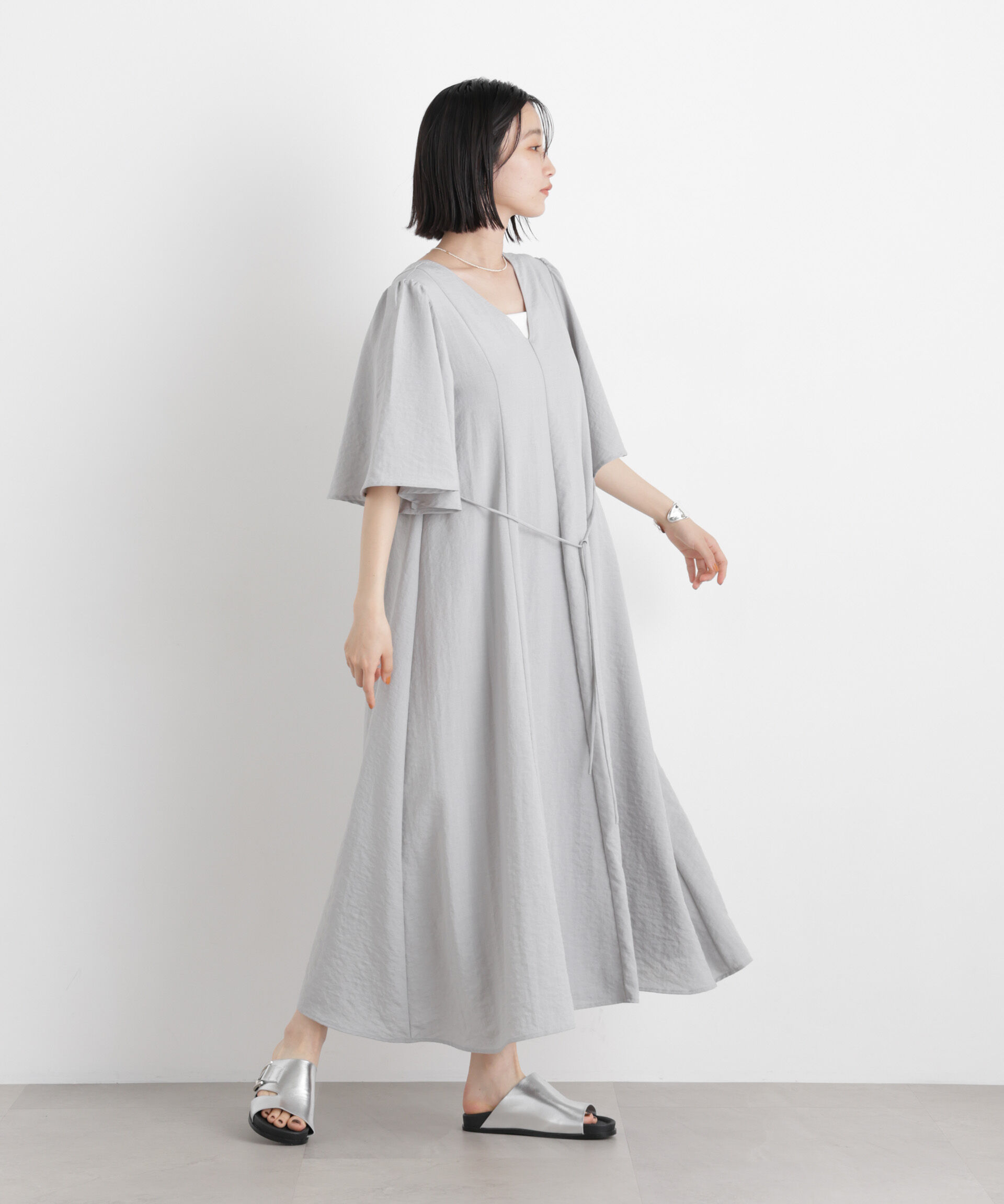 nano･universe「タンブラーブッチャーフレアスリーブワンピース」|ワンピース|