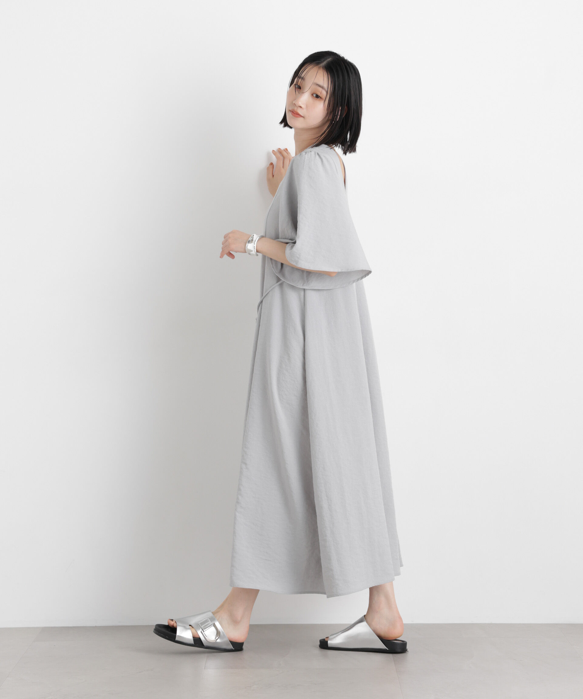 nano･universe「タンブラーブッチャーフレアスリーブワンピース」|ワンピース|