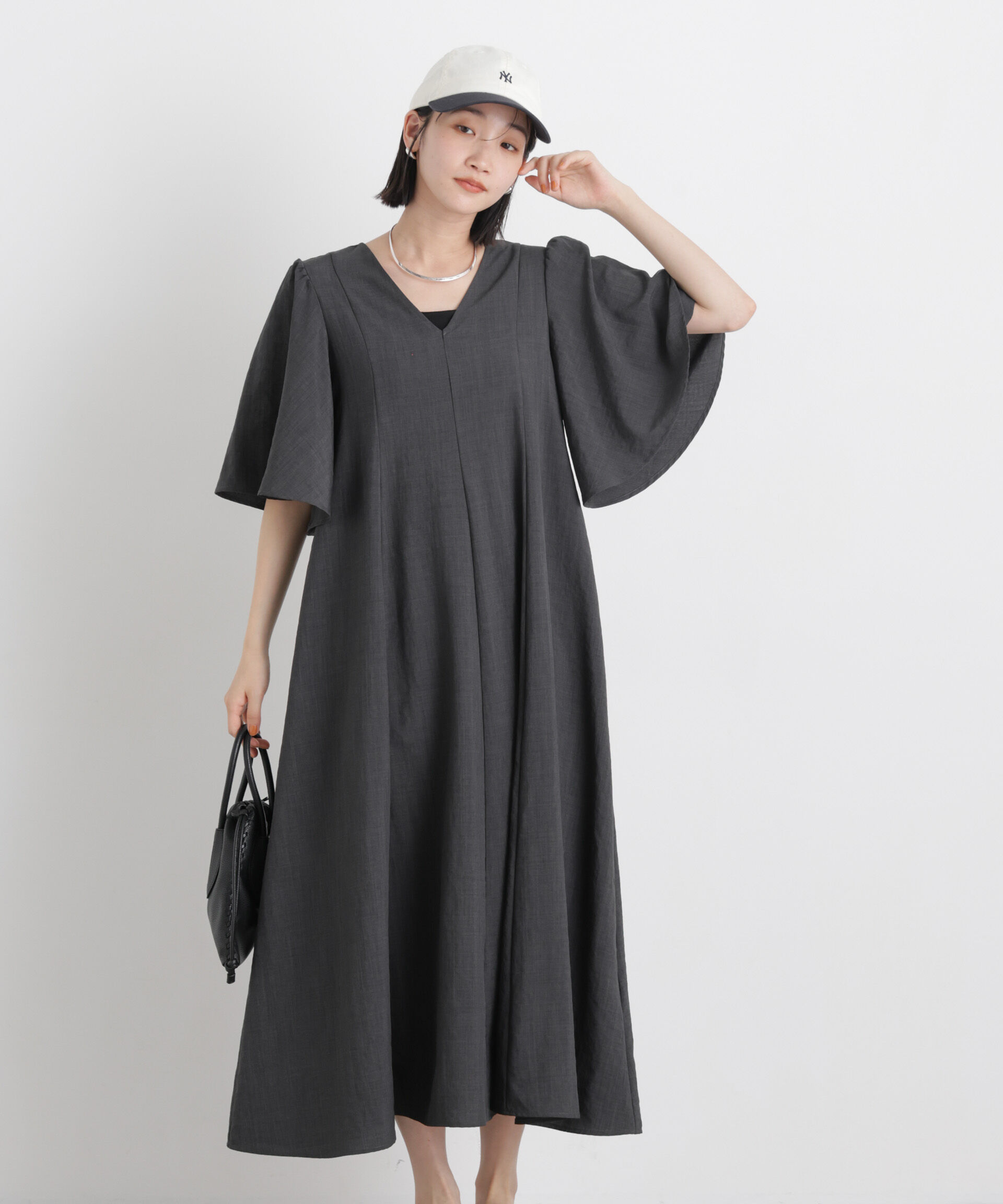 nano･universe「タンブラーブッチャーフレアスリーブワンピース」|ワンピース|