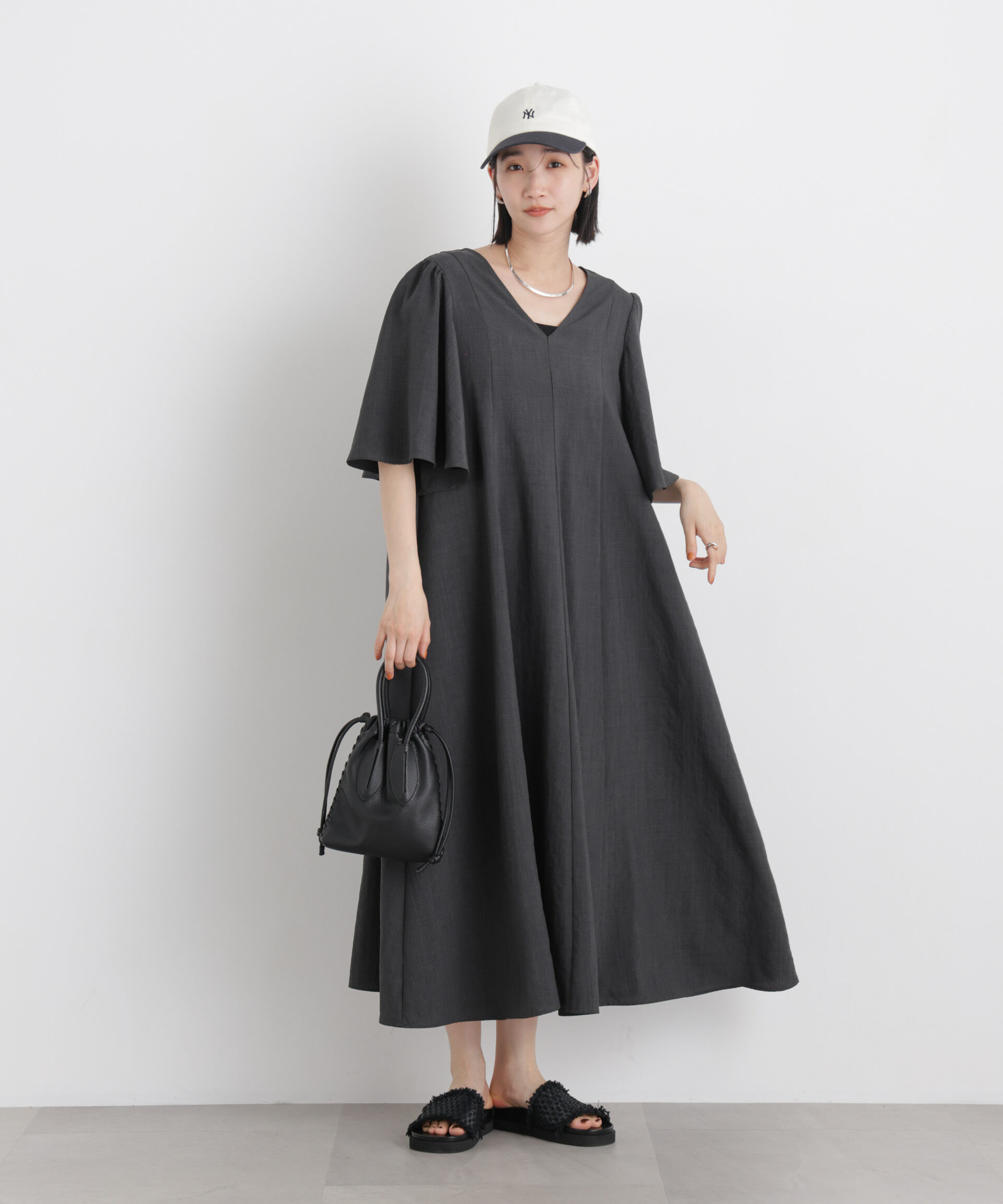 nano･universe「タンブラーブッチャーフレアスリーブワンピース」|ワンピース|