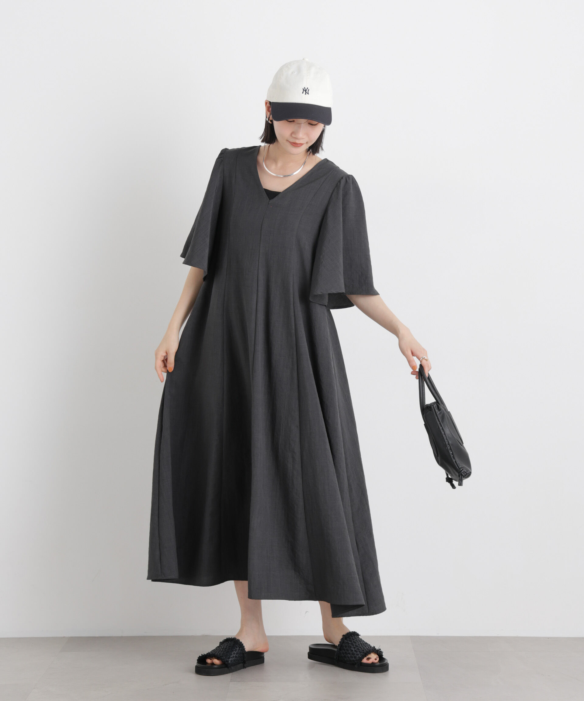 nano･universe「タンブラーブッチャーフレアスリーブワンピース」|ワンピース|