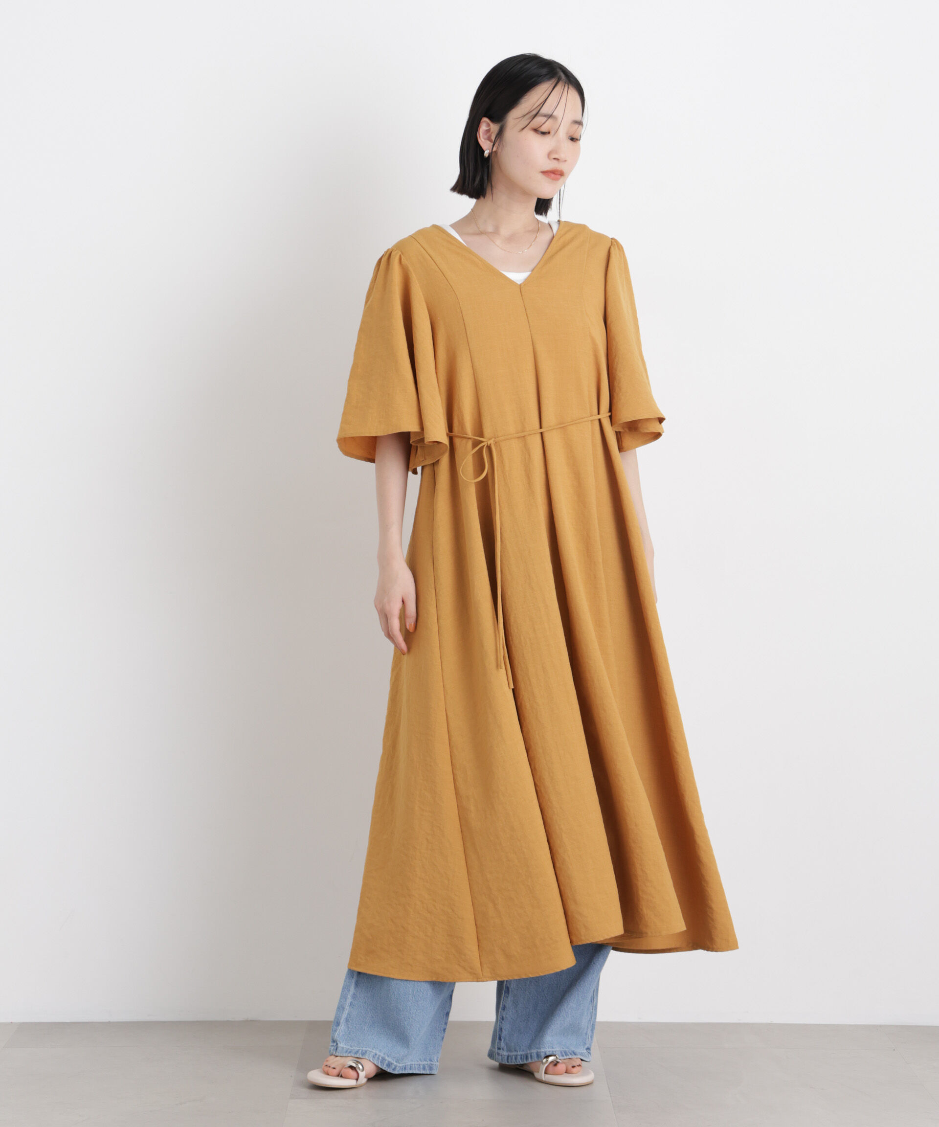 nano･universe「タンブラーブッチャーフレアスリーブワンピース」|ワンピース|