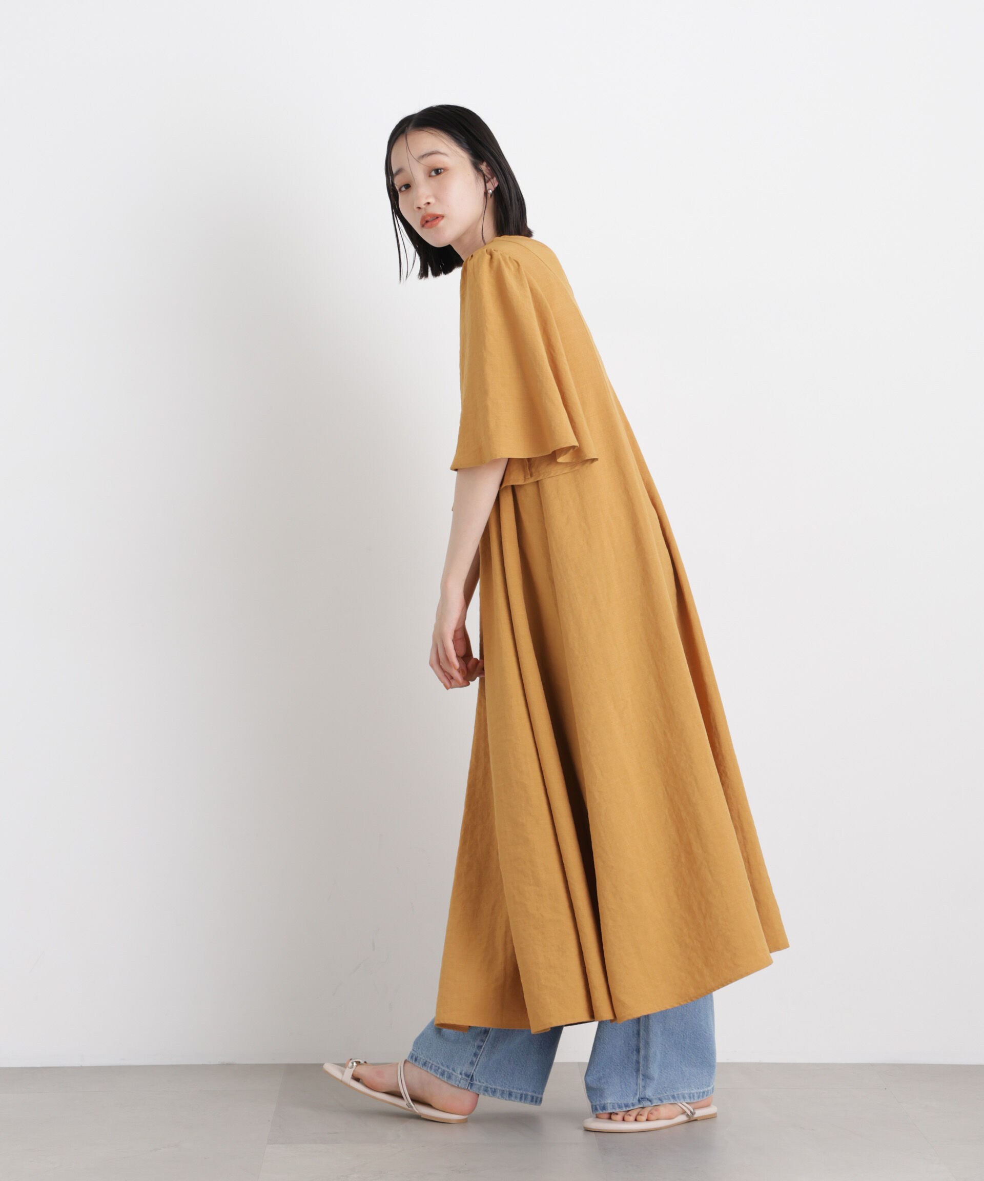 nano･universe「タンブラーブッチャーフレアスリーブワンピース」|ワンピース|