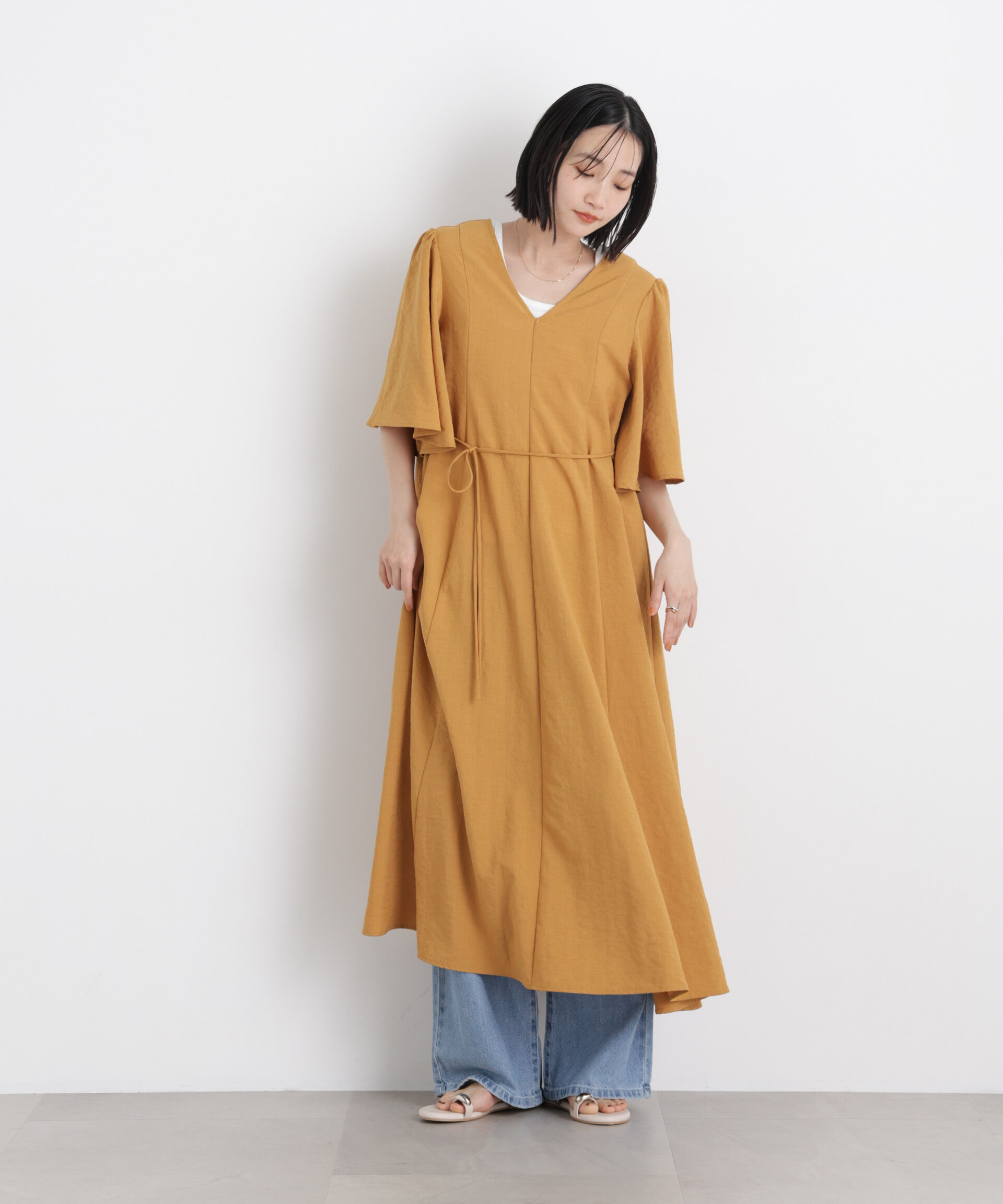 nano･universe「タンブラーブッチャーフレアスリーブワンピース」|ワンピース|