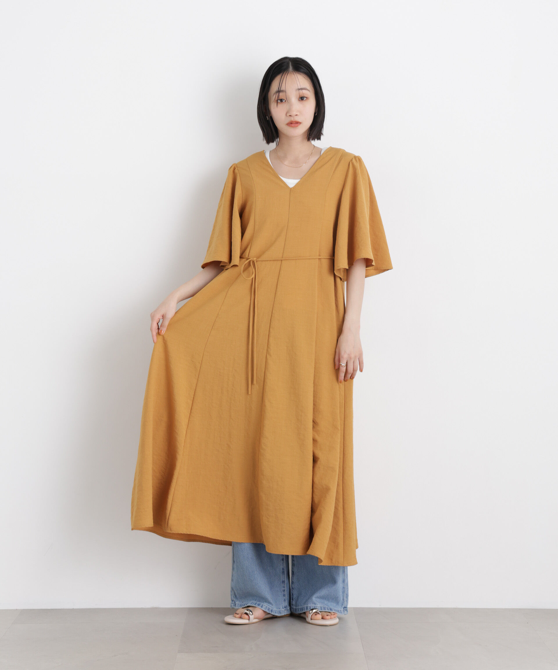 nano･universe「タンブラーブッチャーフレアスリーブワンピース」|ワンピース|