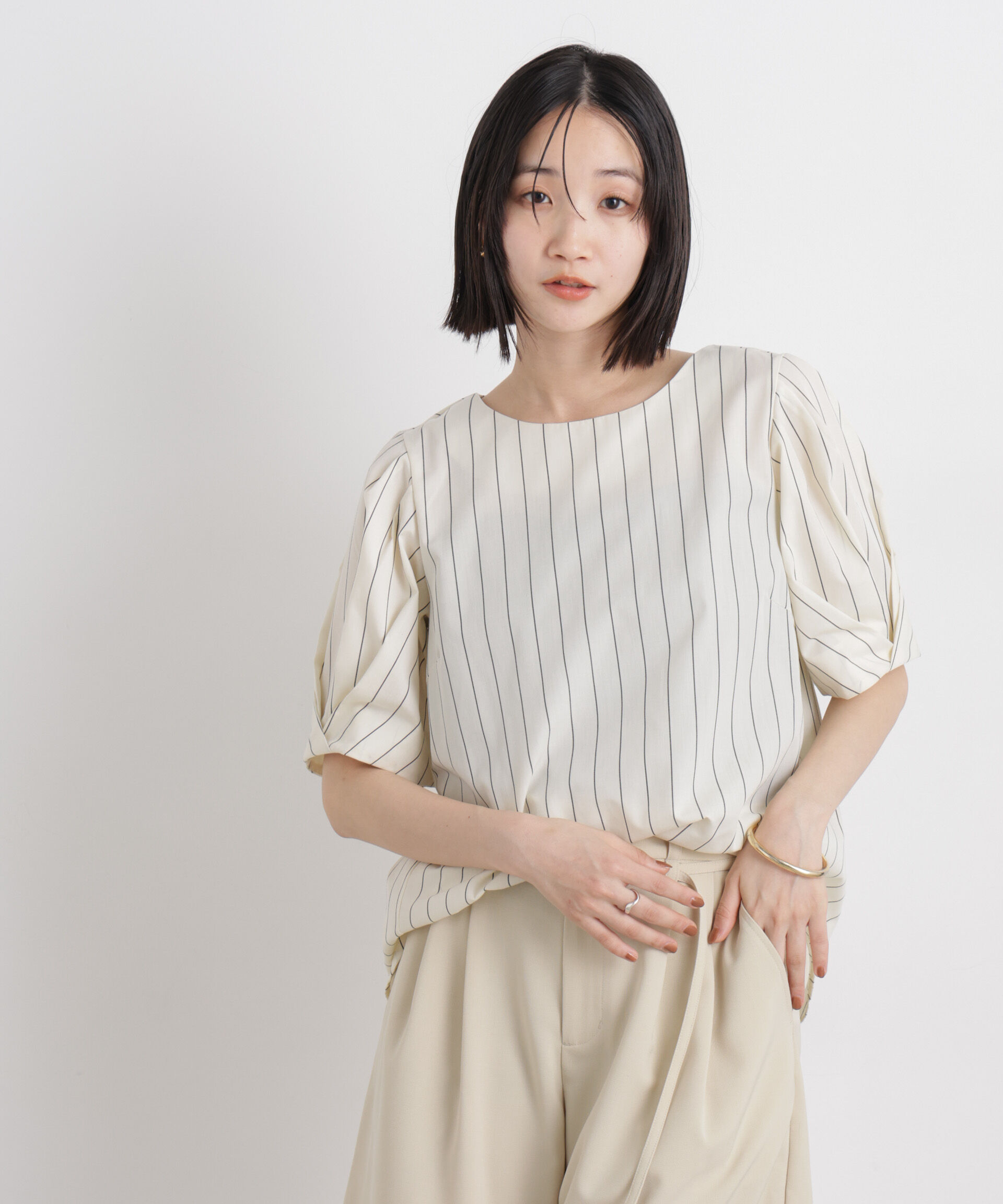 nano･universe「変形スリーブプルオーバーブラウス」|シャツ・ブラウス|アイボリー7