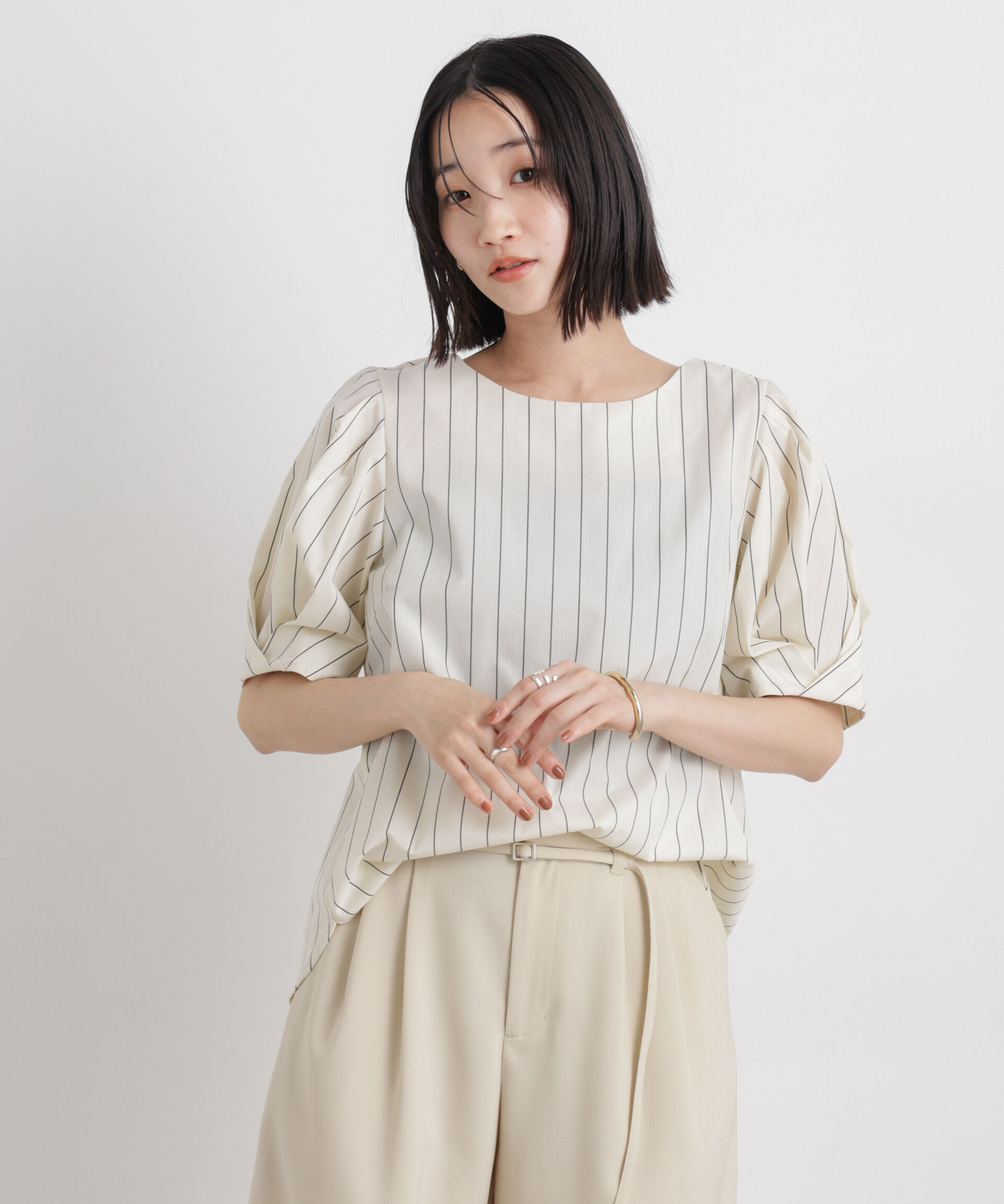 nano･universe「変形スリーブプルオーバーブラウス」|シャツ・ブラウス|