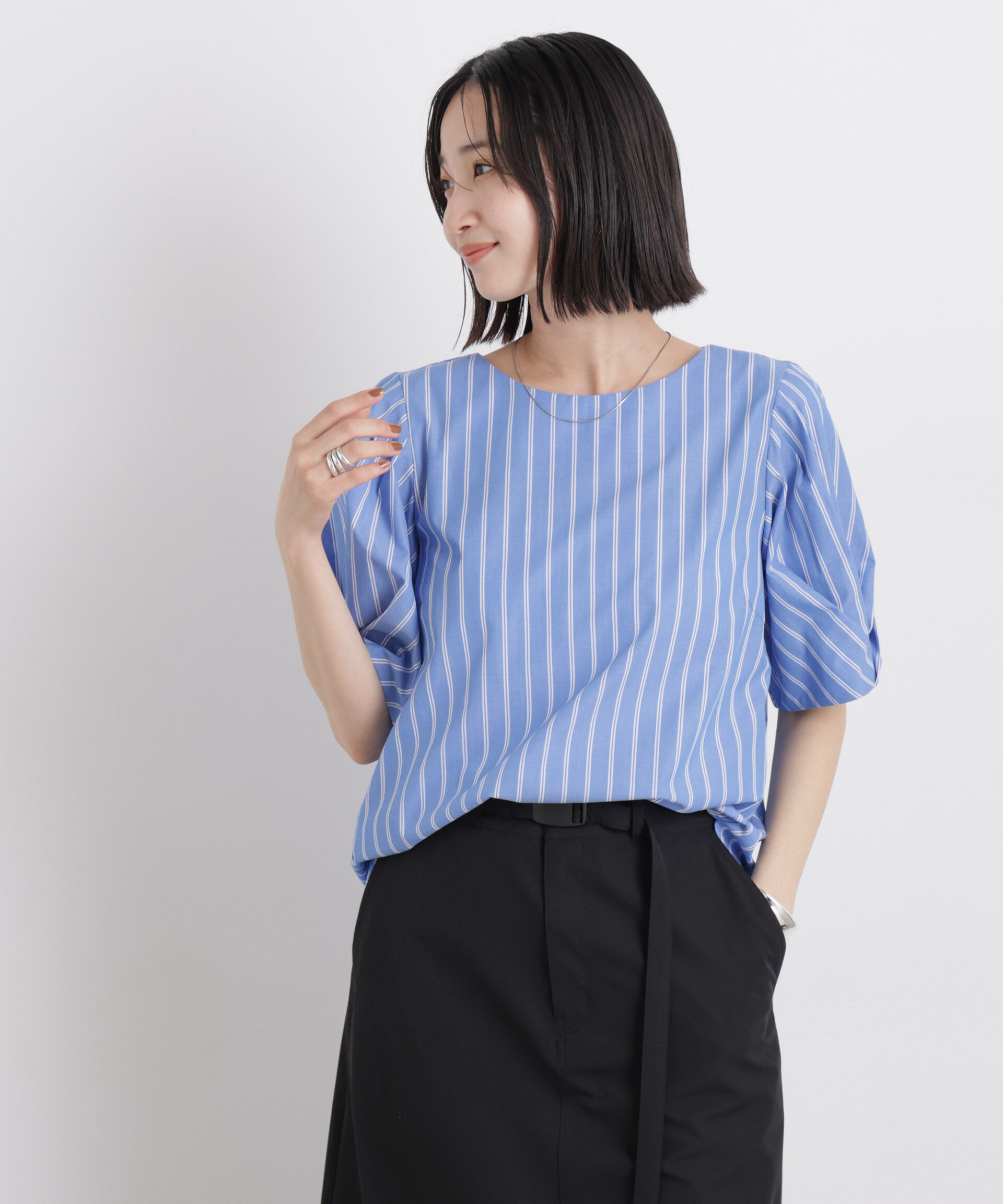 nano･universe「変形スリーブプルオーバーブラウス」|シャツ・ブラウス|