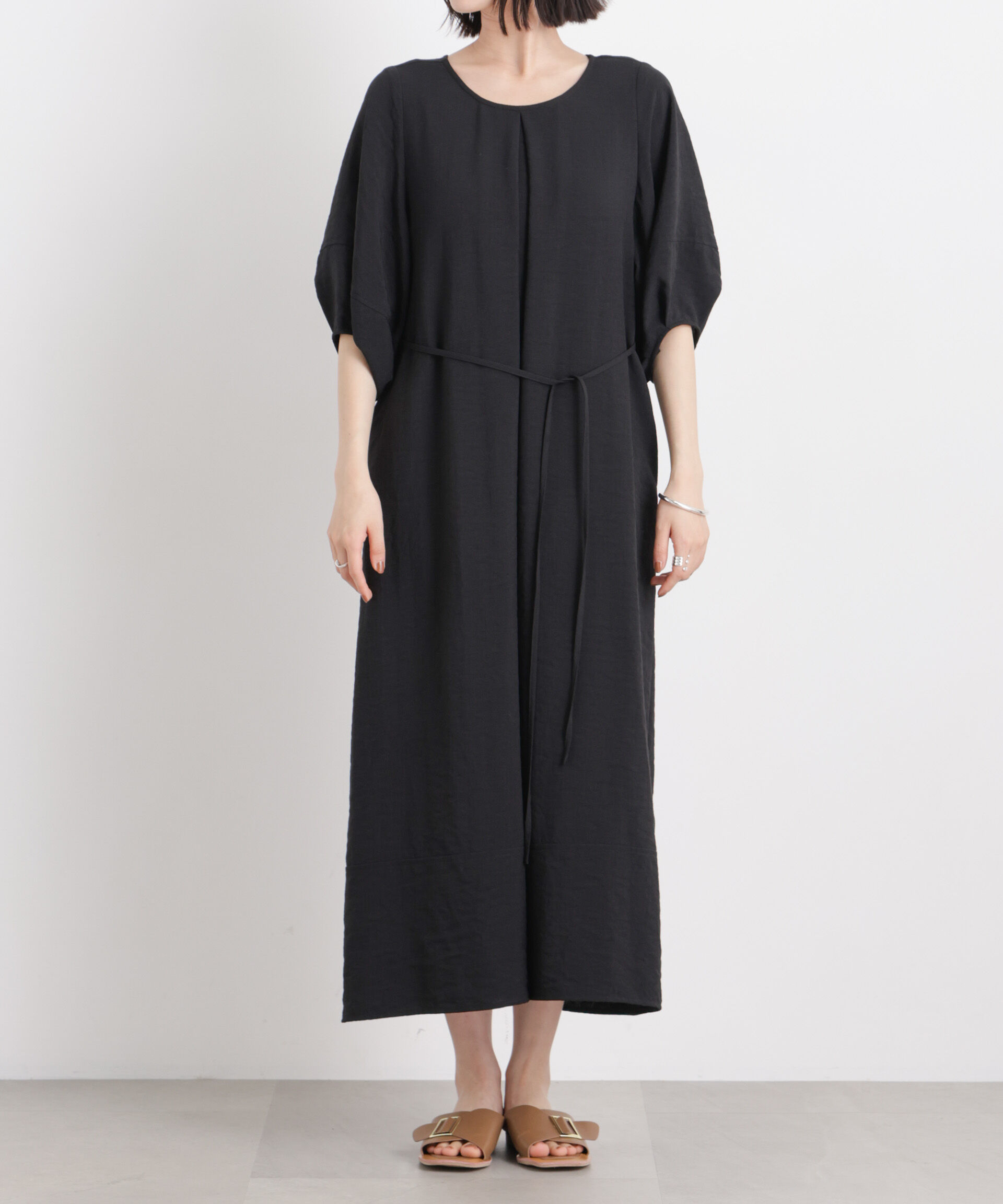 nano･universe「多機能リネンライク前後2wayランタンスリーブワンピース」|ワンピース|