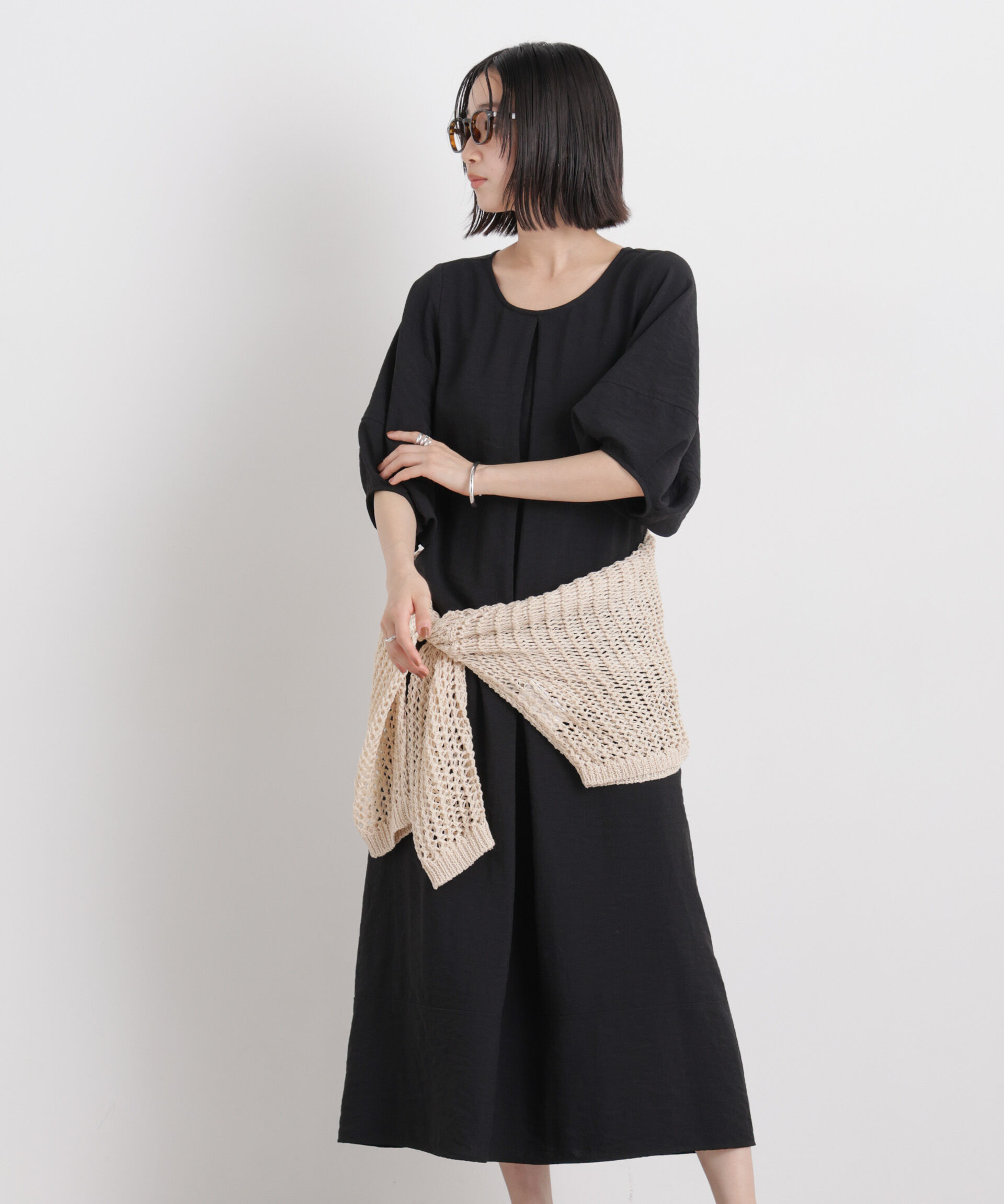 nano･universe「多機能リネンライク前後2wayランタンスリーブワンピース」|ワンピース|