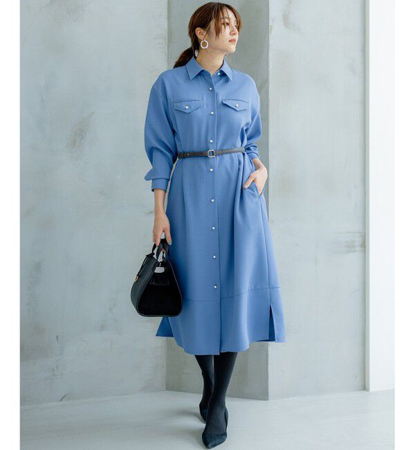 組曲「【サッシュベルト付き】パールボタンシャツワンピース」|ワンピース|