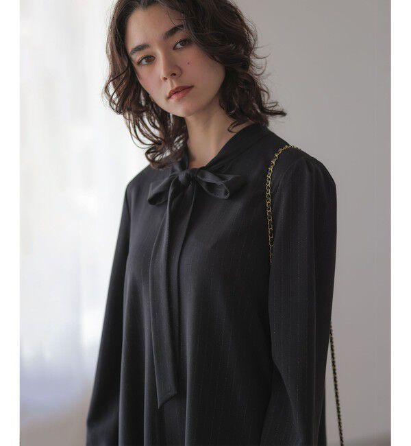 組曲「【前後着用可】ラメストライプボウタイ ワンピース」|ワンピース|