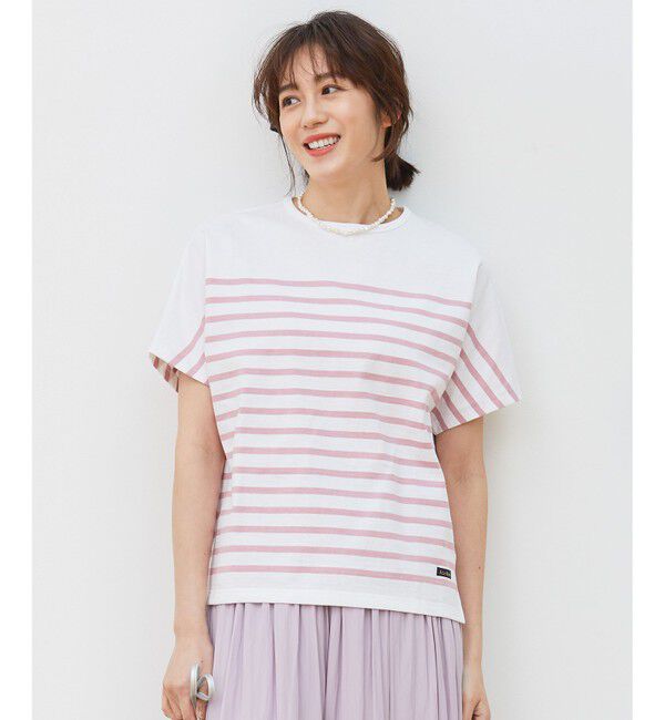 自由区「【洗える】Le minor(ルミノア) ボーダーカットソー」|Tシャツ・カットソー|ピンク系2