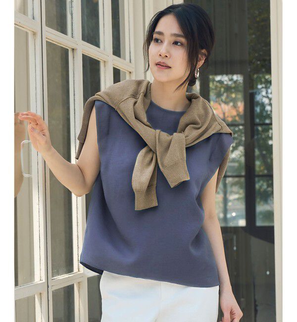 自由区「【洗える】ペーパーブレンドショート カーディガン」|カーディガン|[新色]シナモン