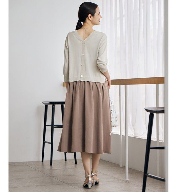 自由区「【人気異素材コンビの最新作・前後着用可】タフタコンビ ワンピース」|ワンピース|