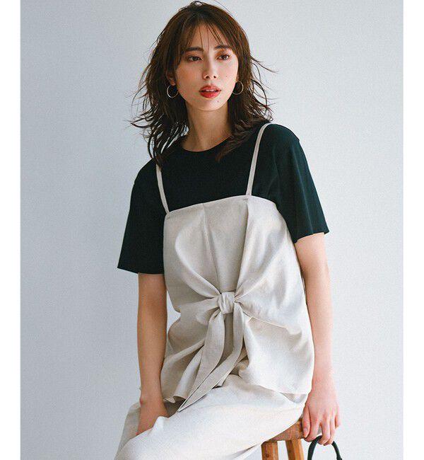 23区「【洗える】リネンレーヨンストレッチ キャミソール ブラウス」|シャツ・ブラウス|ベージュ系