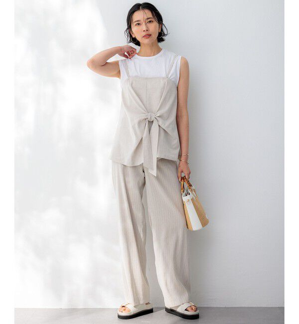 23区「【洗える】リネンレーヨンストレッチ キャミソール ブラウス」|シャツ・ブラウス|
