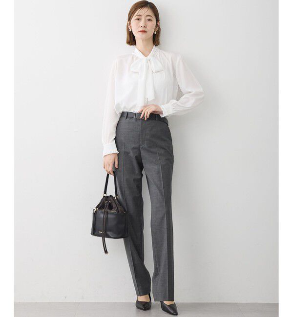 23区「【洗える】ドットドビーデシン ブラウス」|シャツ・ブラウス|