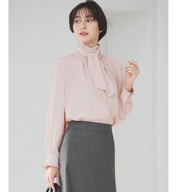 23区「【洗える】ドットドビーデシン ブラウス」|シャツ・ブラウス|ピンク系