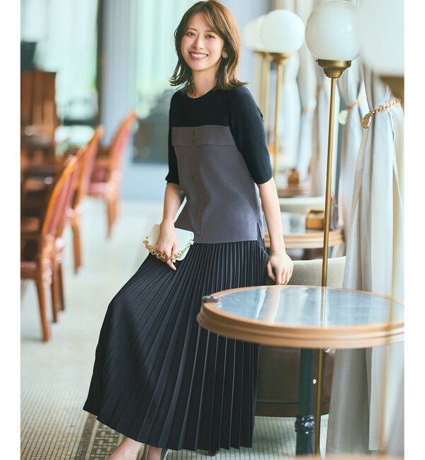 ANY SIS「ウーステッドエステル  プリーツスカート」|スカート|ネイビー