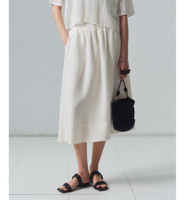 BEIGE,「BERNARD / リネン混 ゴールドジップ ハイウエススカート」|スカート|Ecru