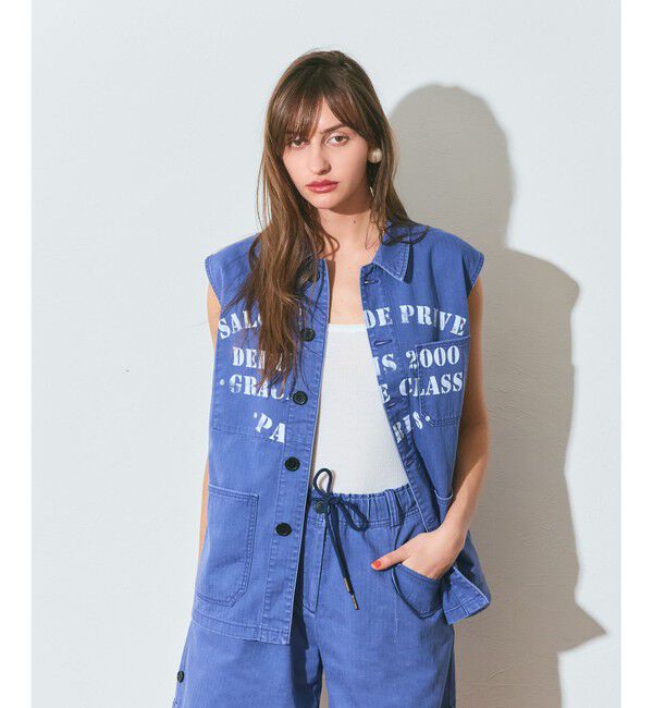 Grace Class「ヘリンボーンツイルジレ」|ベスト・ジレ|ネイビー