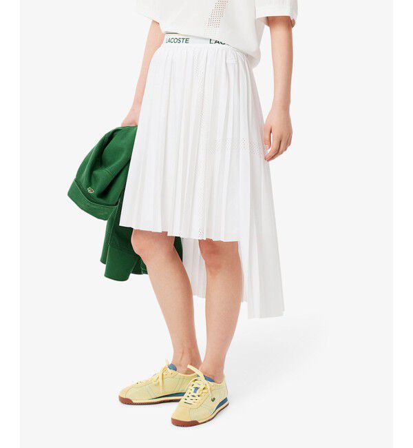 LACOSTE「ハイローシルエットプリーツスカート」|スカート|ホワイト