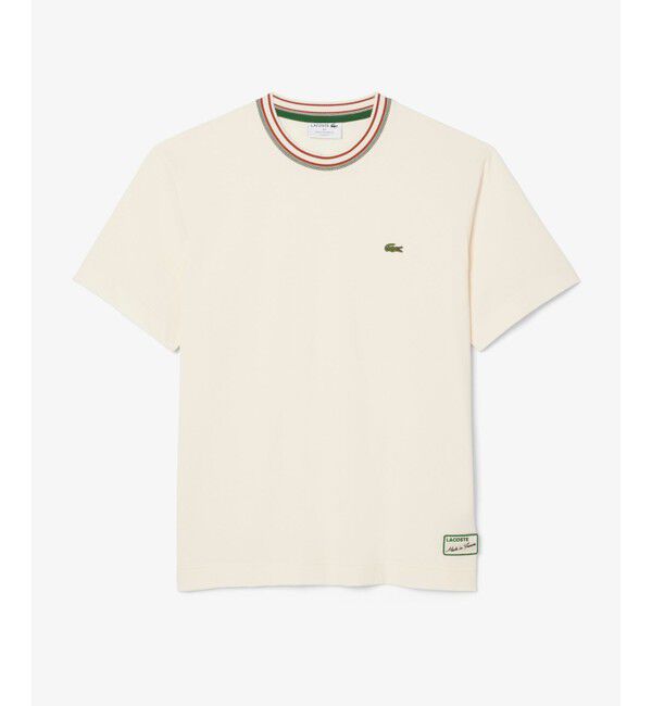 LACOSTE「ボーダーリブネックフレンチメイドTシャツ」|Tシャツ・カットソー|