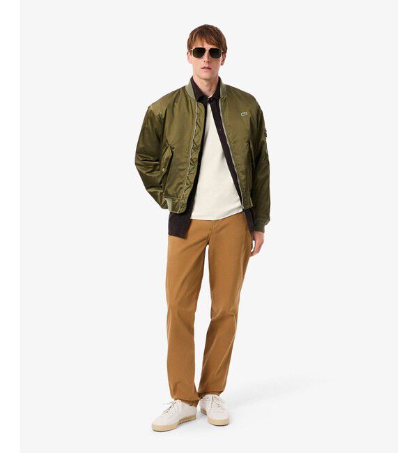 LACOSTE「ボーダーリブネックフレンチメイドTシャツ」|Tシャツ・カットソー|