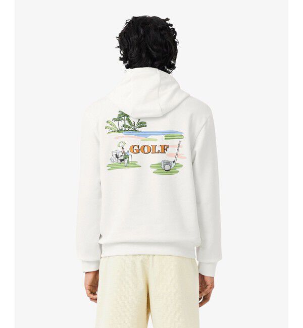 LACOSTE「フリース切り替えゴルフプリントフーディー」|パーカー|