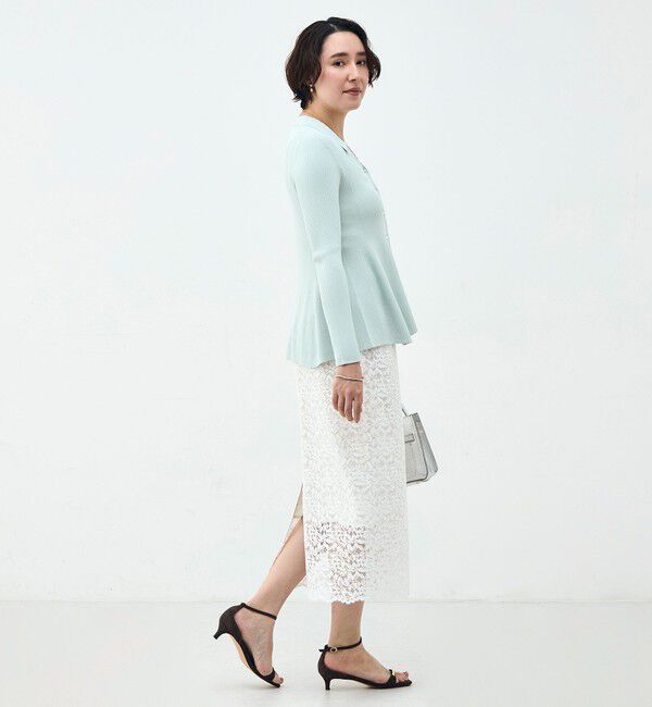 NOLLEY'S sophi「《手洗い可能》リブフレアスキッパーポロ襟カーディガン」|カーディガン|